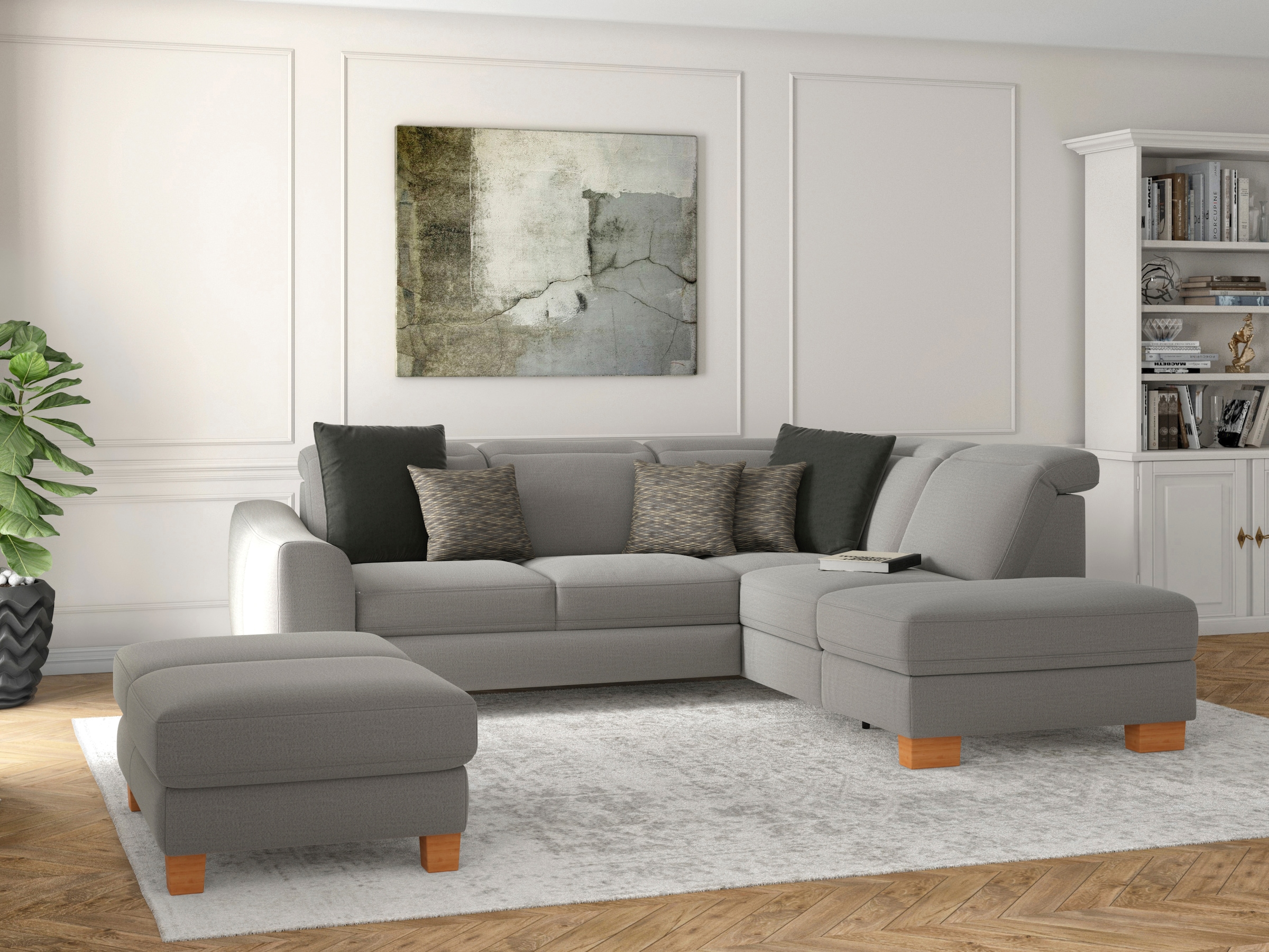 sit&more Ecksofa »Dundee L-Form« mit Federkern und Massivholzfüssen, wahlweise mit Kopfteilverstellung