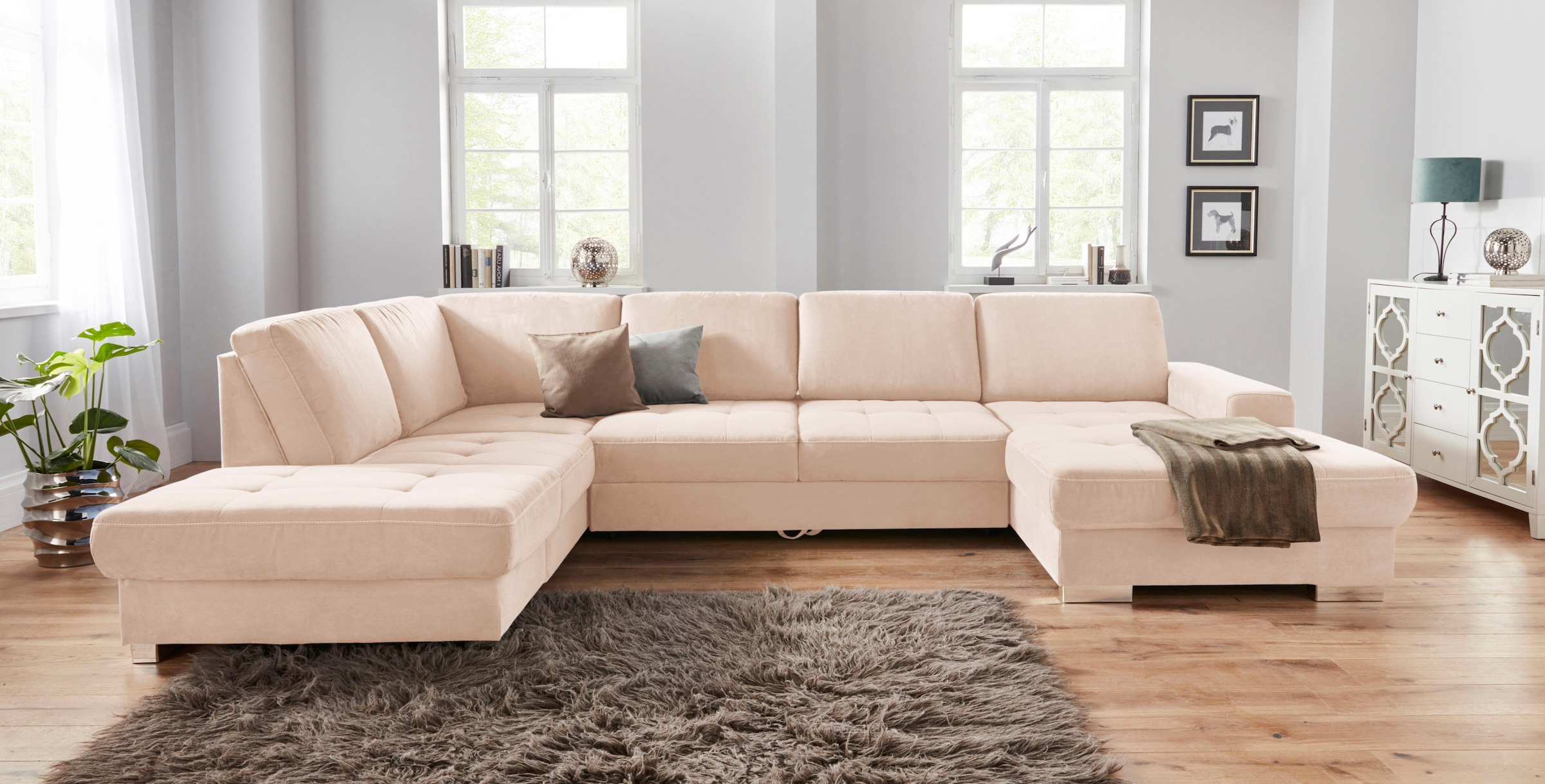 sit&more Paysage de salon »Santorini U-Form« mit Federkern und Sitztiefenverstellung, wahlweise mit Bettfunktion