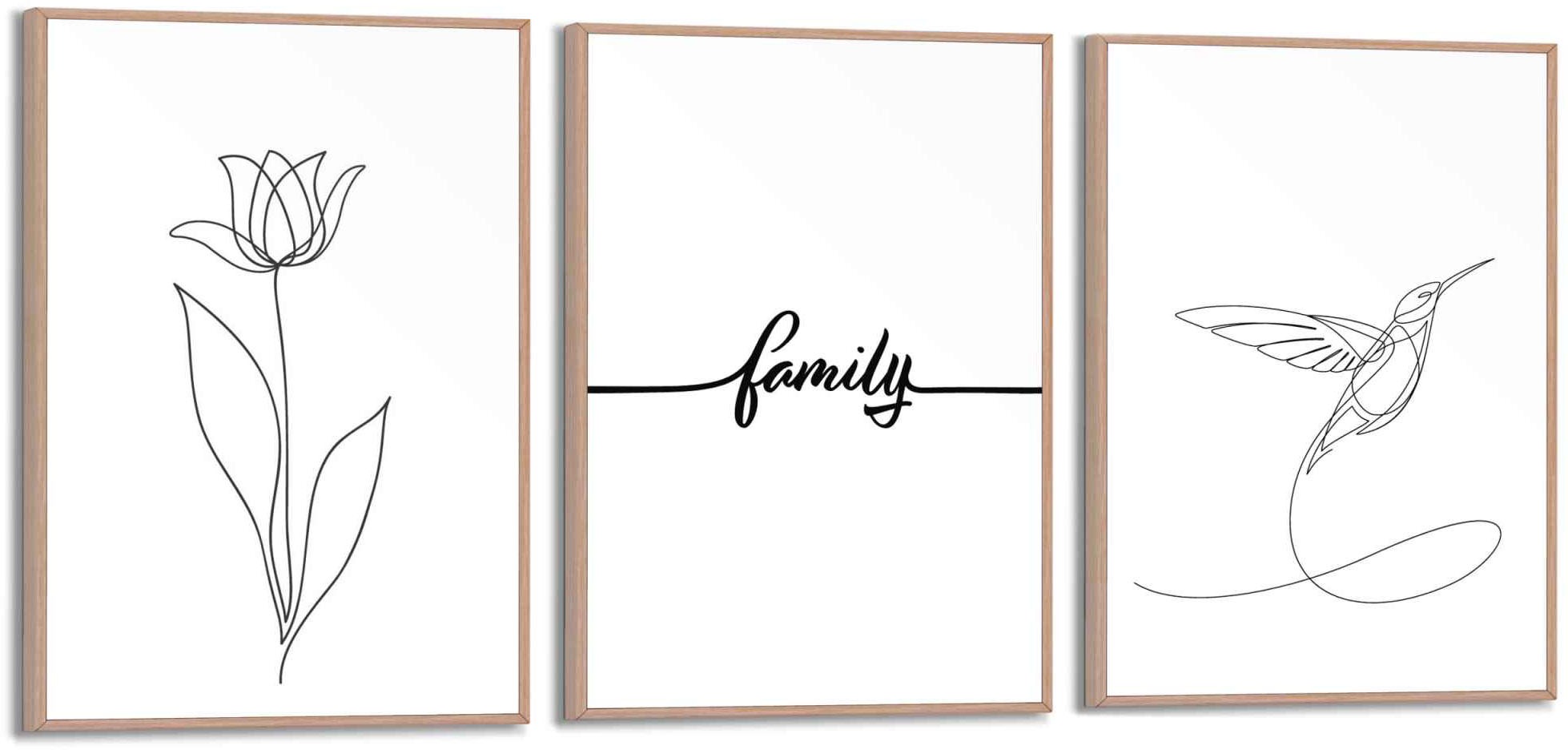 Image of Reinders! Wandbild »Wandbilder Set Moderne Natur Familie Linienzeichnung - Blumen - Tulpe - Vögel - Kolibri«, Natur, (3 St.) bei Ackermann Versand Schweiz