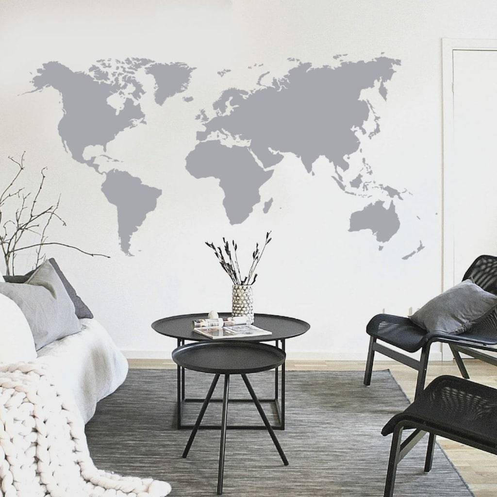 Wall-Art Wandtattoo »selbstklebende Weltkarte modern«, (1 St.), selbstklebend, entfernbar