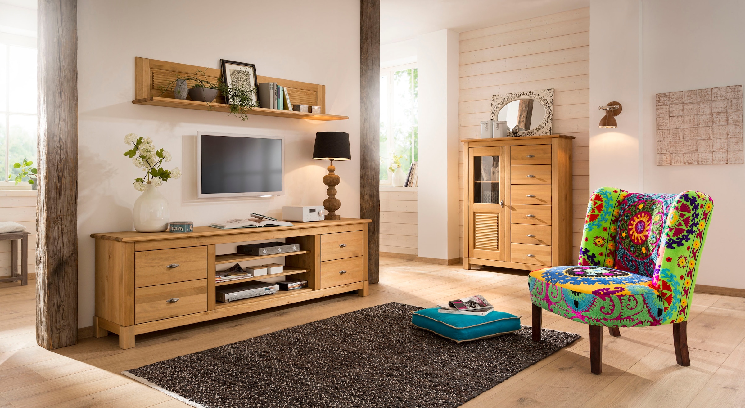 Home affaire Table basse »Rauna« Kommode, Breite 200 cm, FSC®-zertifiziertes Massivholz