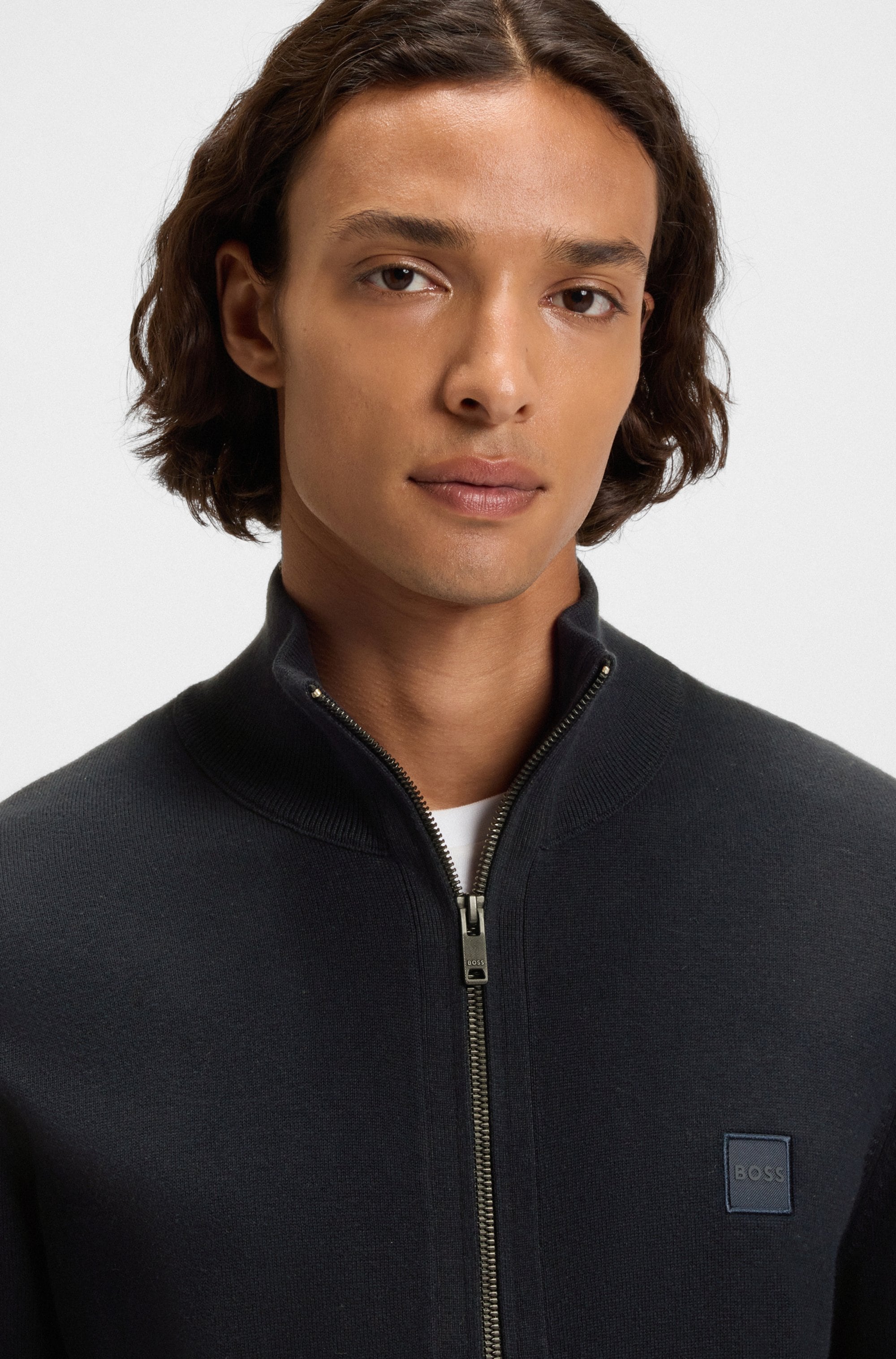 BOSS ORANGE Veste en tricot »Kanozip« mit Reissverschluss