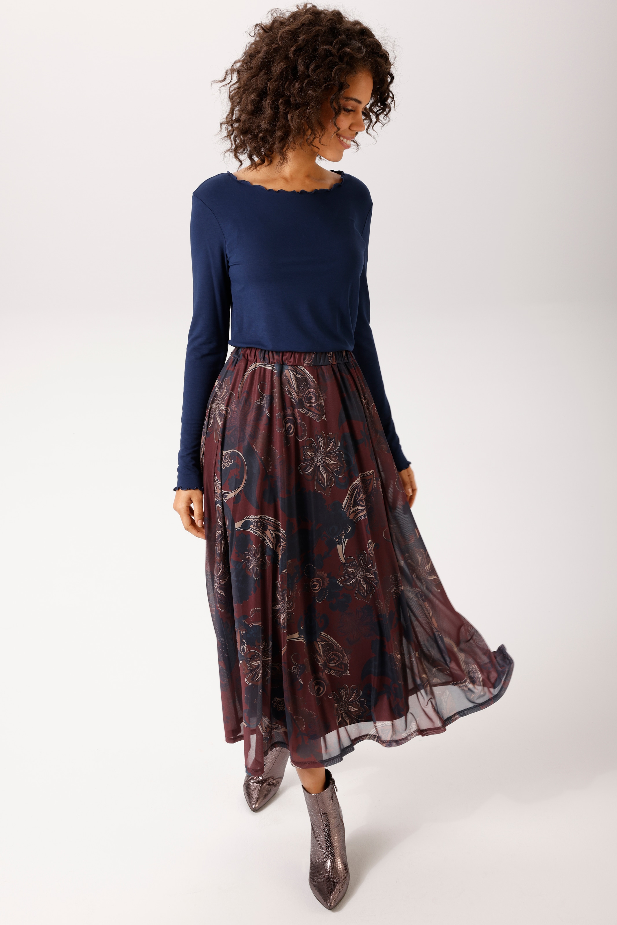 Aniston CASUAL Maxi jupe avec imprimé floral graphique en grande surface - NOUVELLE COLLECTION