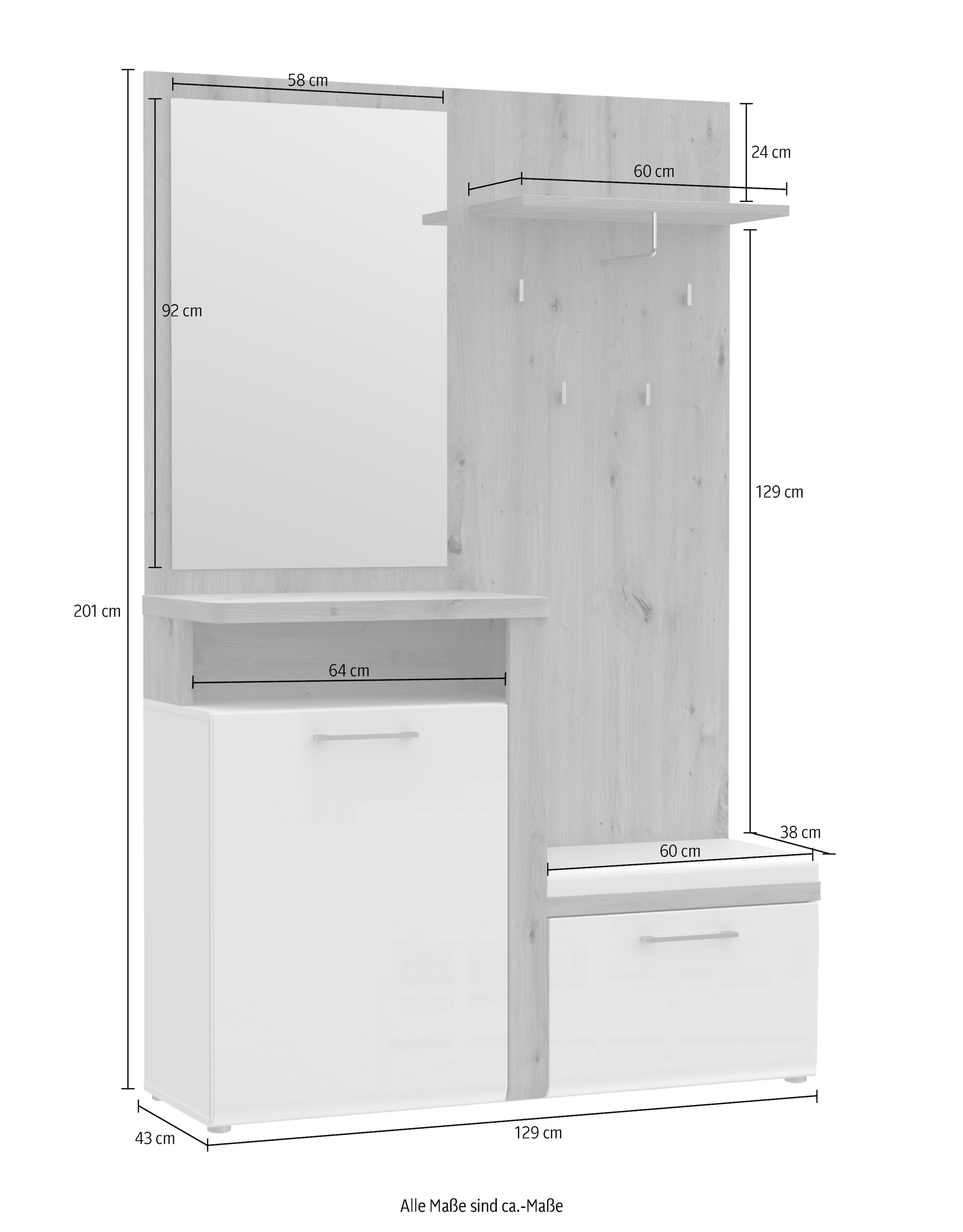 FORTE Kompaktgarderobe »Tuluza« Breite ca. 128,8 cm