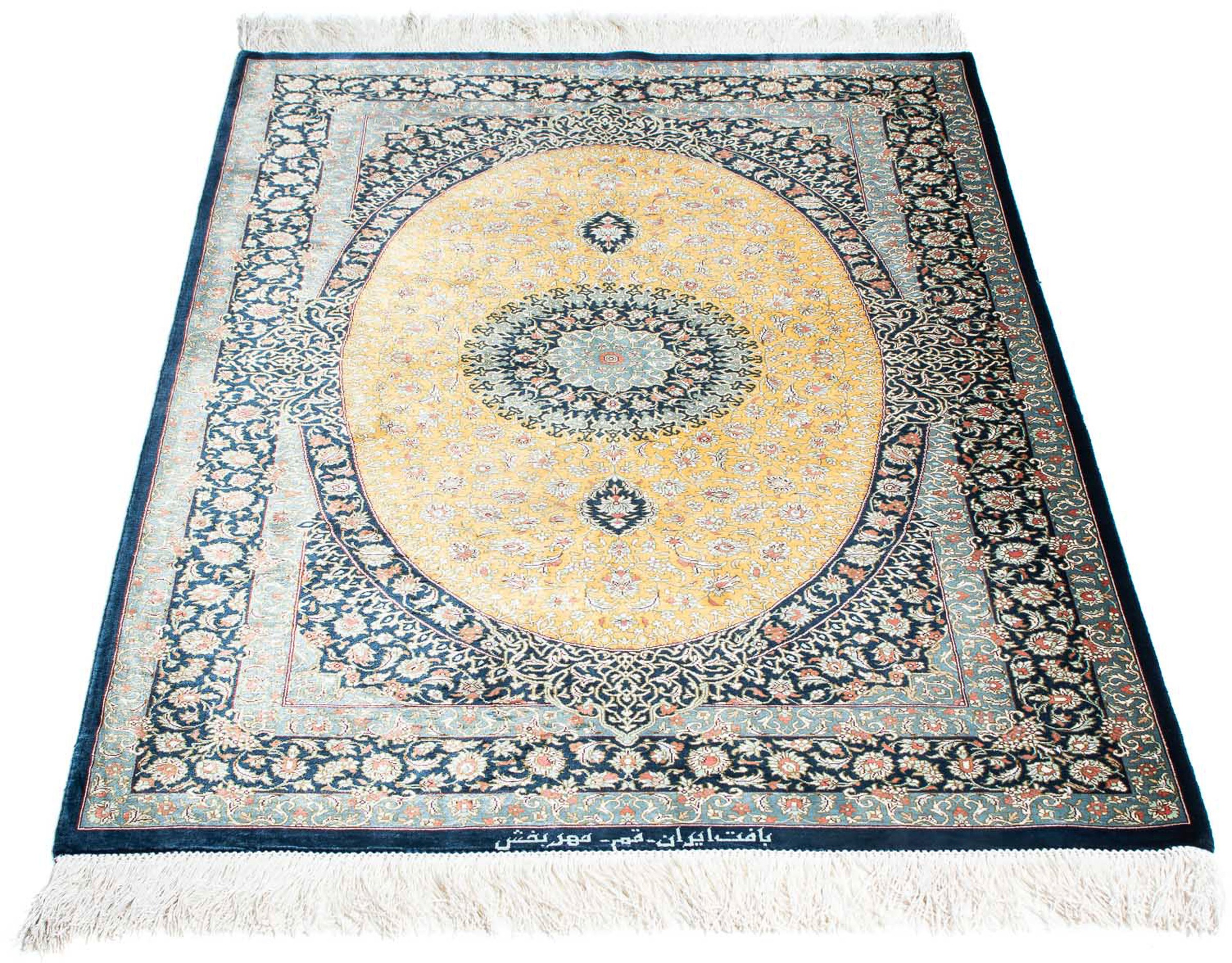 Image of morgenland Orientteppich »Perser - Ghom - 118 x 78 cm - hellblau«, rechteckig, 10 mm Höhe, Wohnzimmer, Handgeknüpft, Einzelstück mit Zertifikat bei Ackermann Versand Schweiz