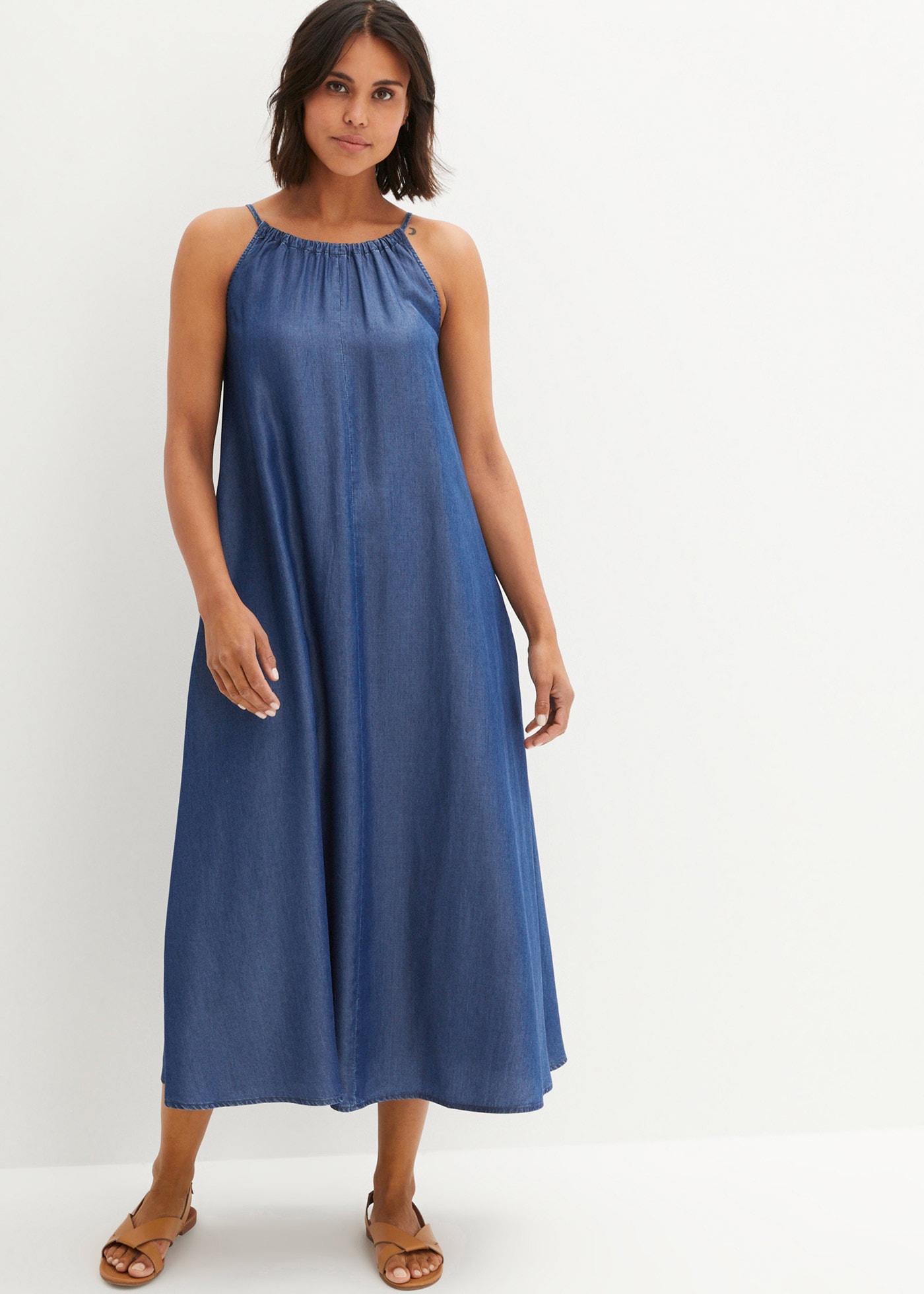 Image of bonprix Jeanskleid "Jeanskleid aus fliessendem Lyocell" für lässigen Look, aus Lyocell (TENCEL™), in A-Linie