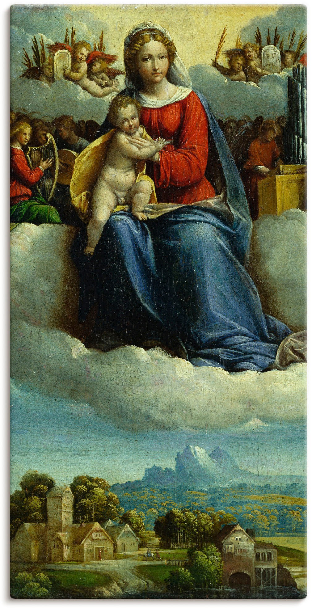 Image of Artland Wandbild »Madonna mit Kind umgeben von Engeln«, Religion, (1 St.), in vielen Grössen & Produktarten -Leinwandbild, Poster, Wandaufkleber / Wandtattoo auch für Badezimmer geeignet bei Ackermann Versand Schweiz