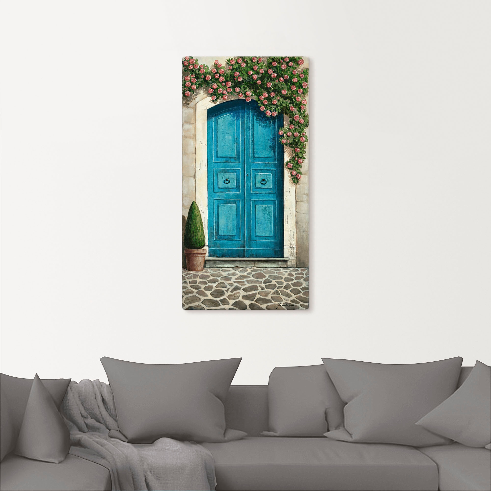 Artland Wandbild »Blaue Tür mit Kletterrosen«, Fenster & Türen, (1 St.), als Alubild, Outdoorbild, Leinwandbild, Poster, Wandaufkleber