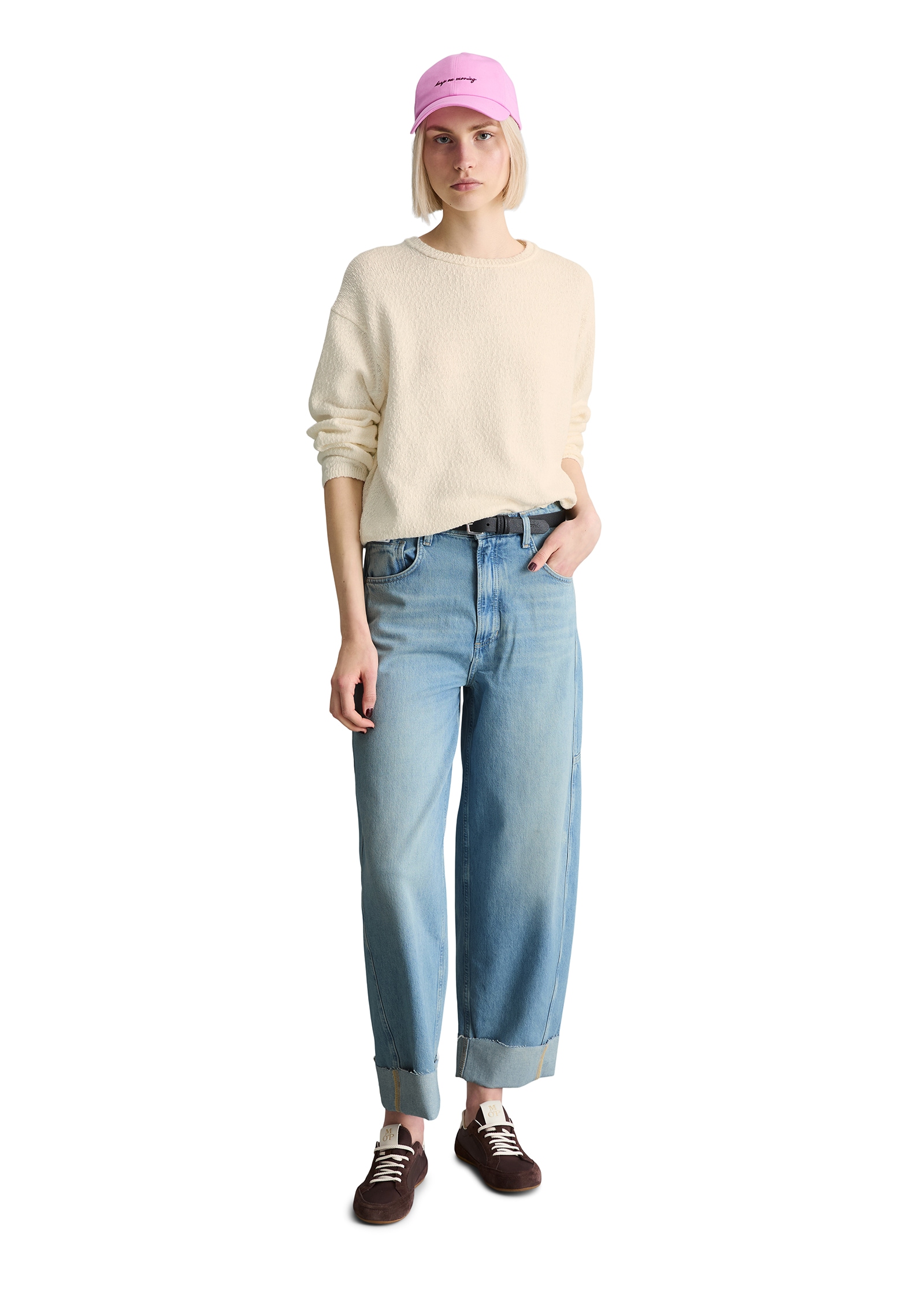 Marc O'Polo DENIM Pull à col rond coupe régulière en fil de coton slub