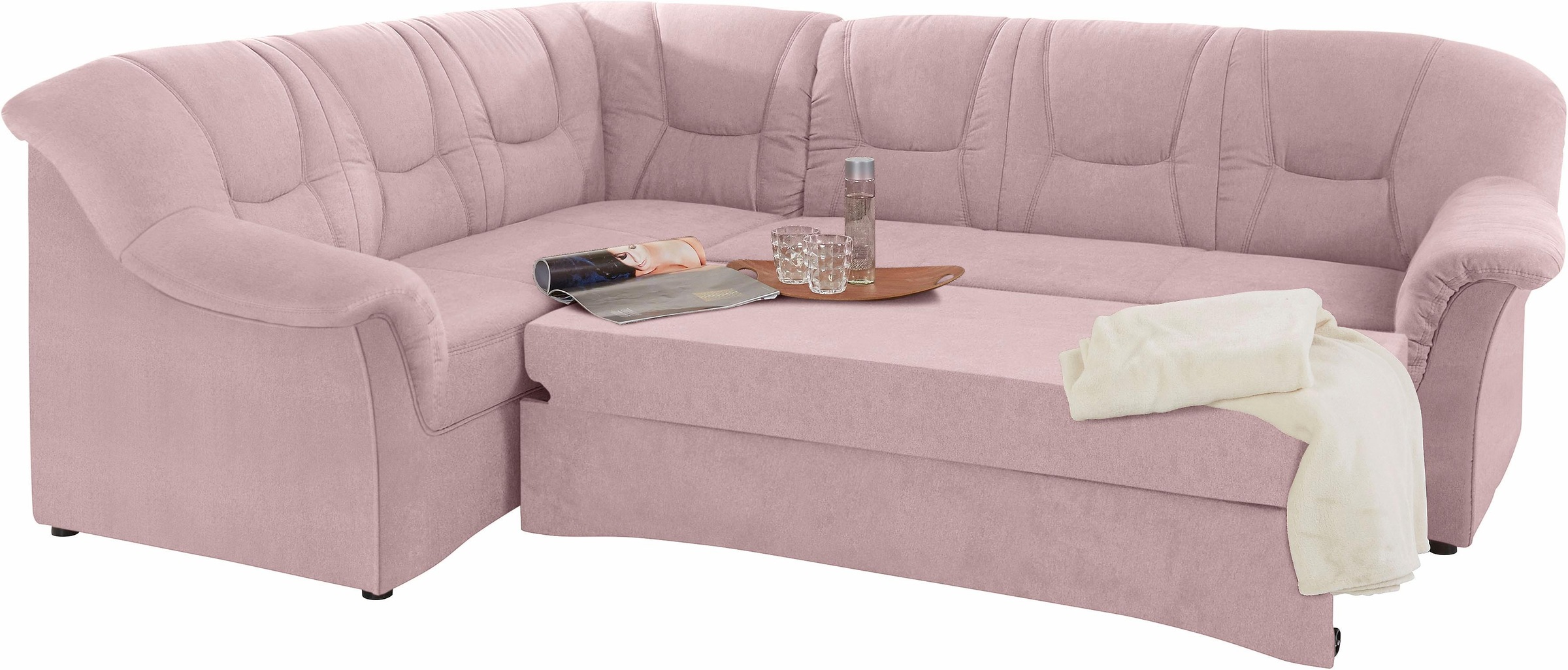DOMO collection Ecksofa »Sarafina zeitlos und komfortabel, optional mit Federkern, L-Form«, wahlweise mit Bettfunktion