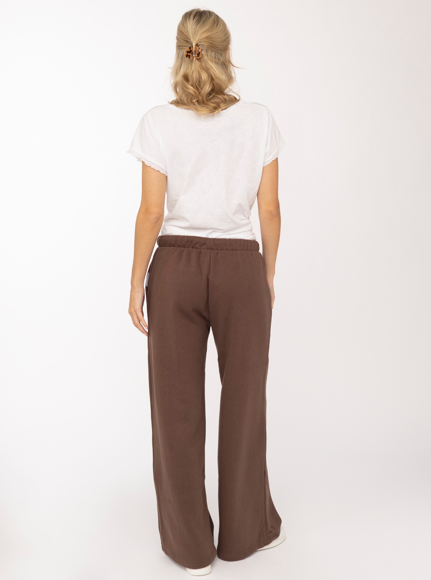 Zwillingsherz Pantalon sweat »"HAPPY"«  impression originale, ceinture élastique avec cordon, jambe droite, poches