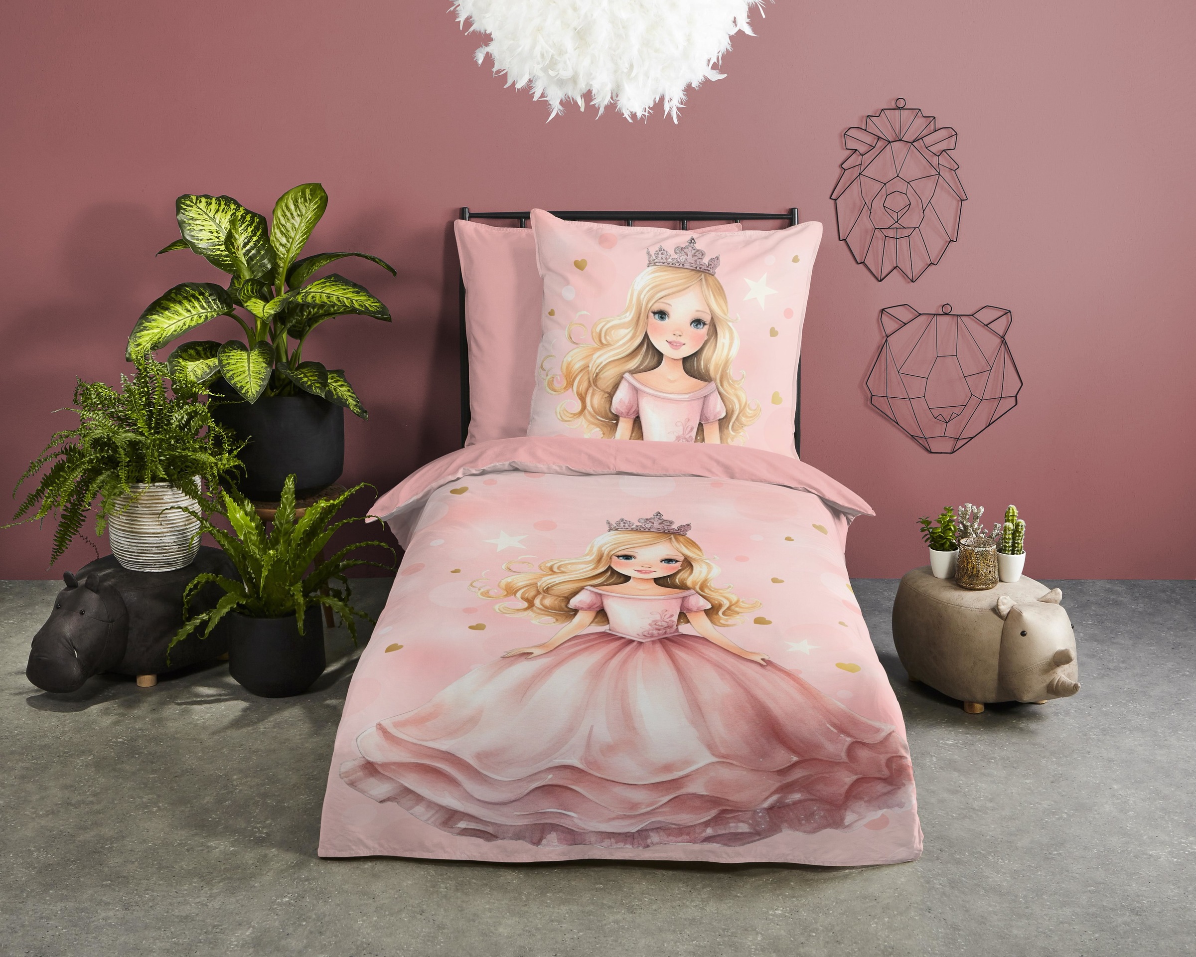 good morning Kinderbettwäsche »Amelie«, Baumwolle, 135x200, Reissverschluss, Wendeoptik, Mädchen, Prinzessin