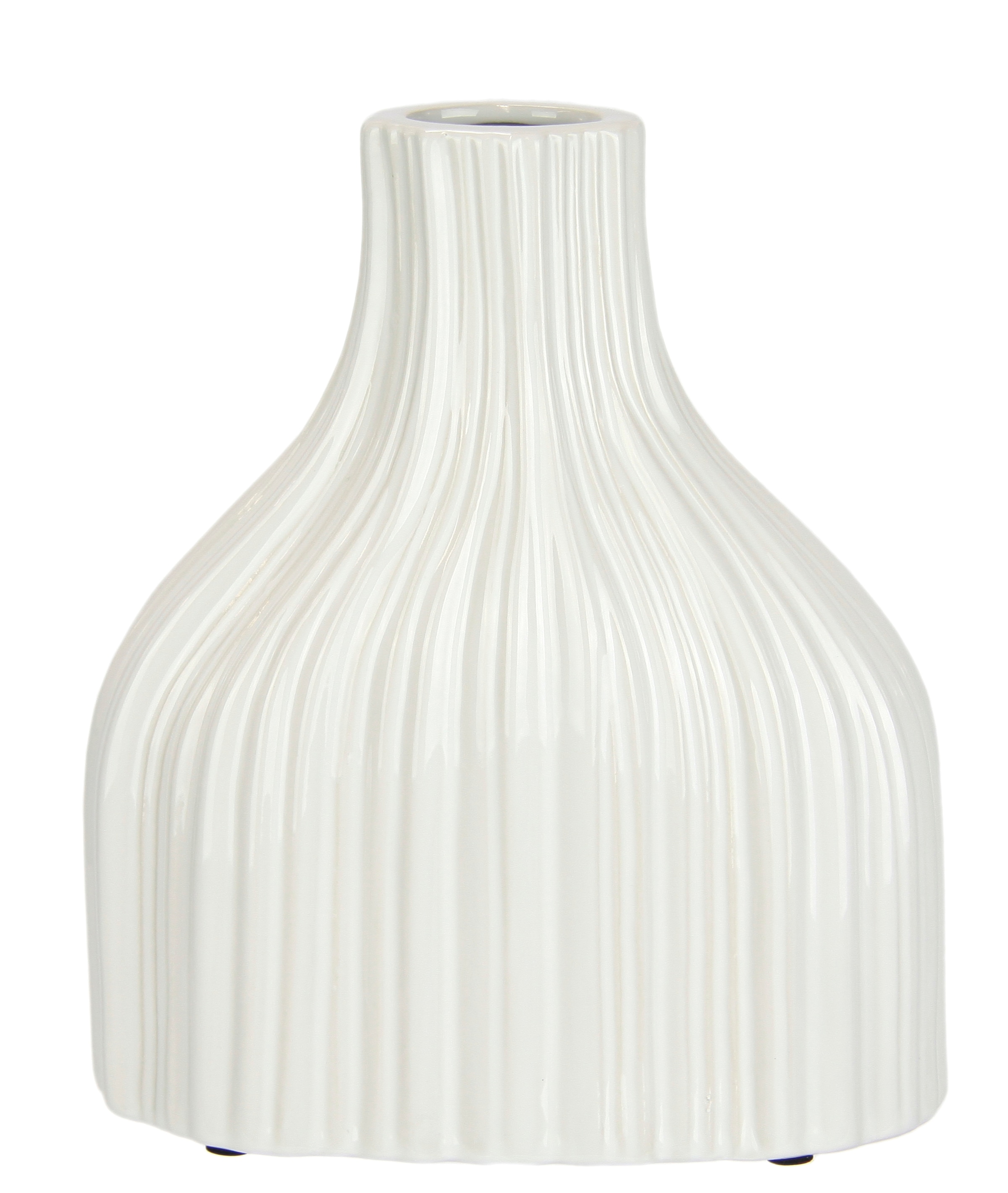 Image of I.GE.A. Dekovase "Blumenvase aus Keramik, geriffelt, bauchig, glänzend, Keramikvase" Deko-Vase für Blumen, Pampasgras, Trocken- oder Kunstblumen u. Zweige