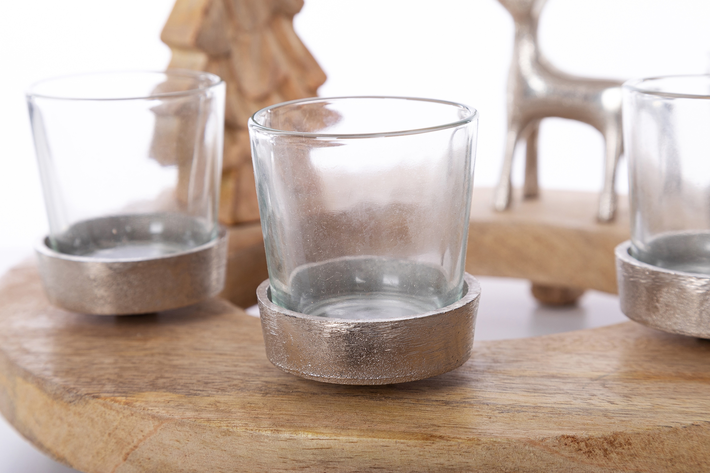 Home affaire Porte-bougies à chauffe-plat »Weihnachtsdeko, Adventsleuchter« aus Mangoholz, für vier Teelichter