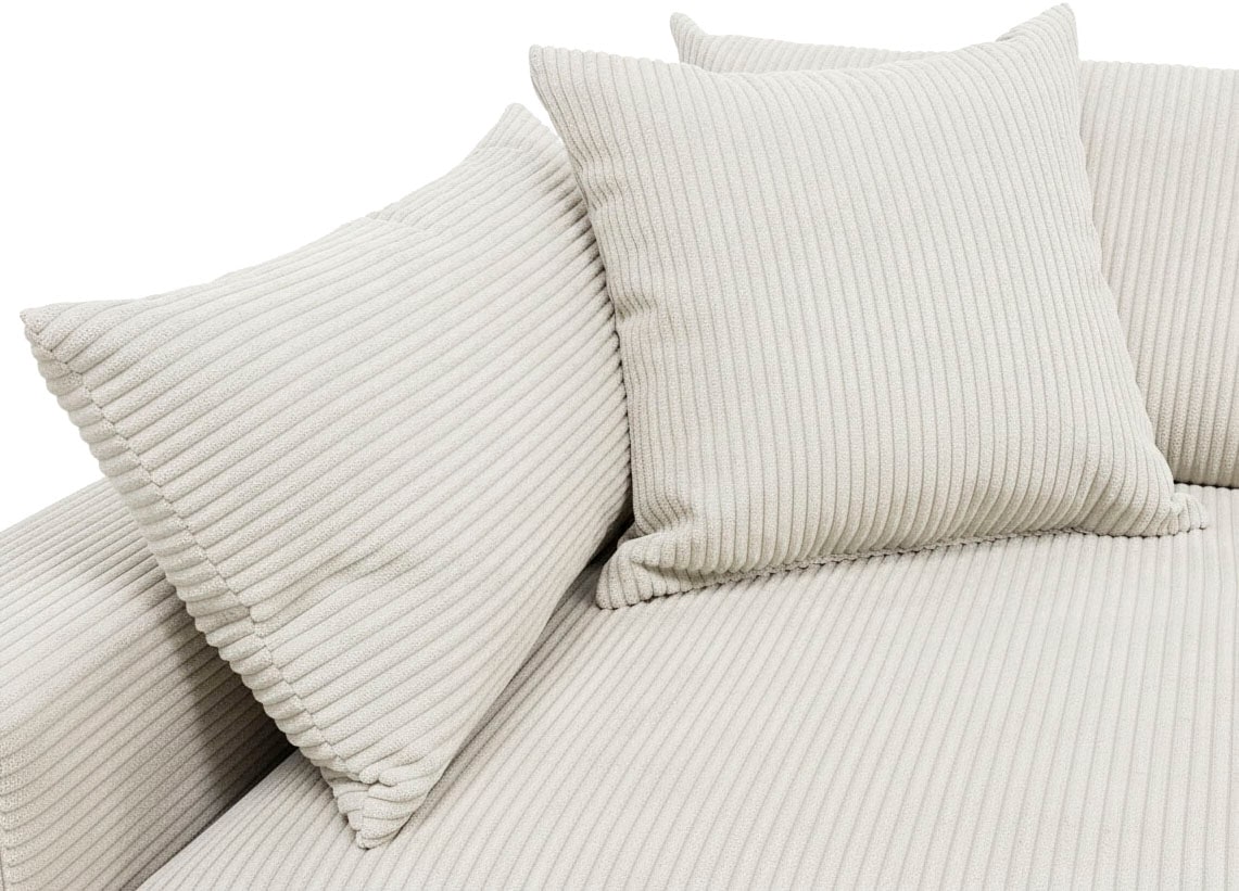 GOODproduct Paysage de salon »Cosy Lounge U-Form, Breite 385 cm« méga canapé recouvert de velours côtelé, avec suspension à ressorts et 5 coussins décoratifs