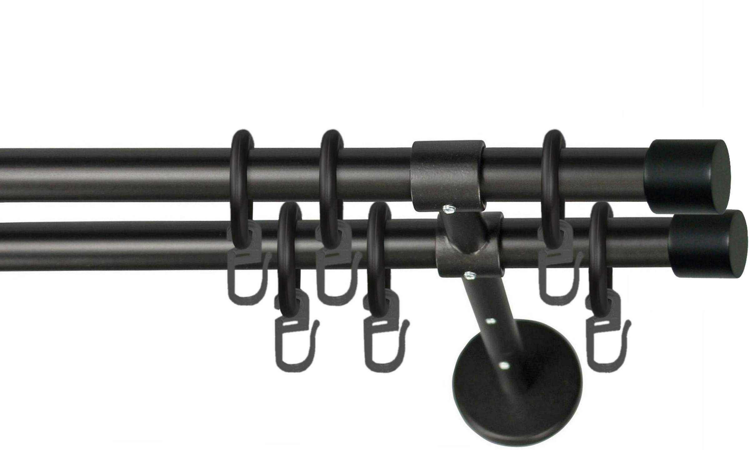 Image of GARESA Gardinenstange »RUSTIKA«, 2 läufig-läufig, Wunschmasslänge, rustikale Vorhanggarnitur, einfache Montage, m. Stangenverbinder verlängerbar, Wandmont, Eisen, m. Ringe, Endk. Kappe bei Ackermann Versand Schweiz