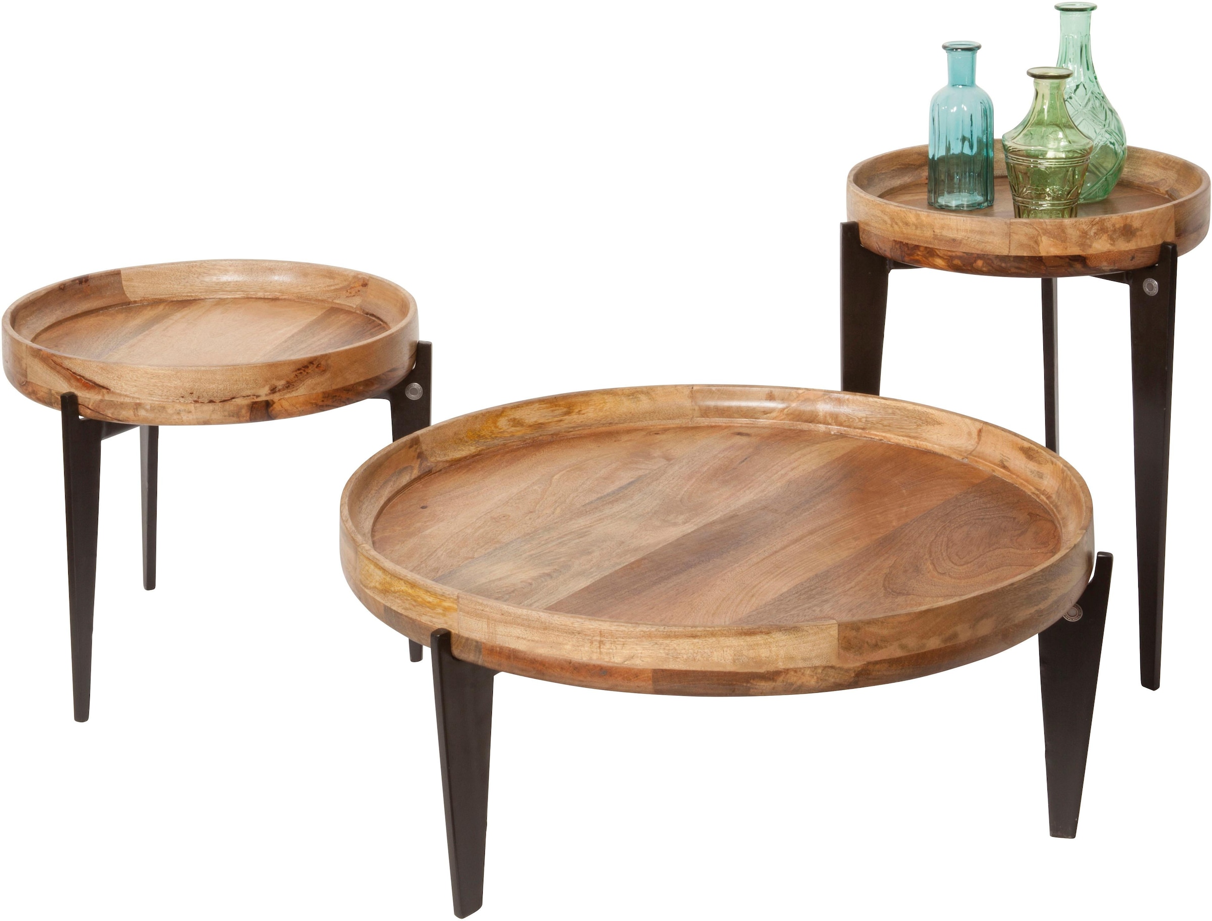 Image of SIT Beistelltisch "Trento Ø 46 cm Mangoholz mit Tablettfunktion & Metallgestell" Abnehmbare Tischplatte auch als praktisches Tablett nutzbar