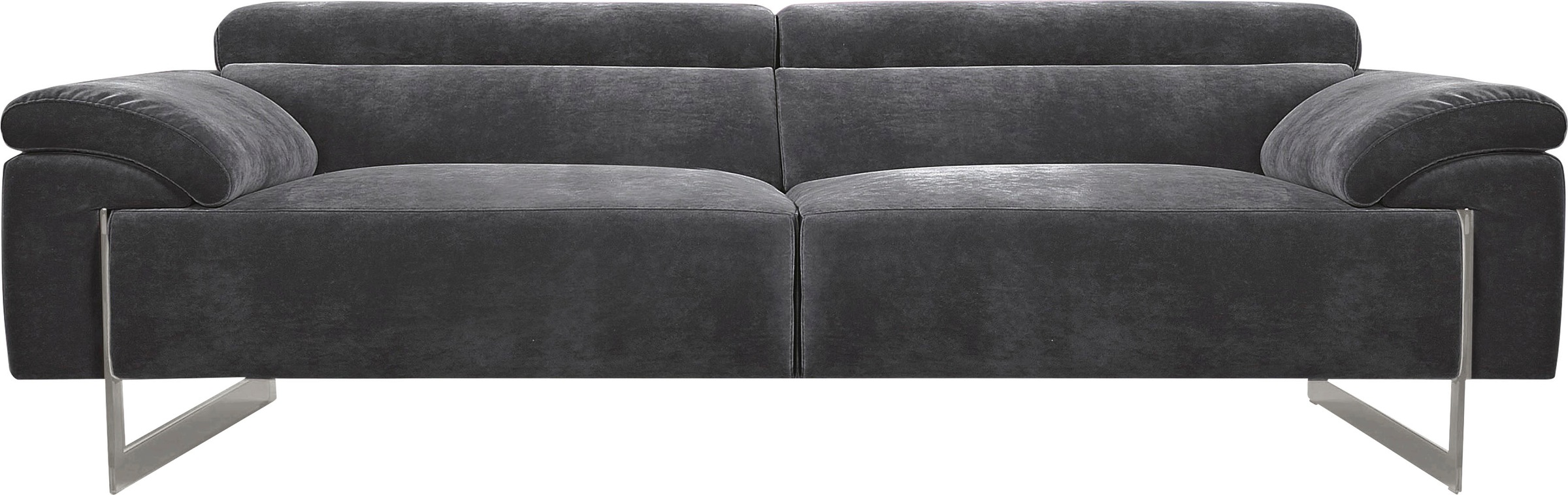 Egoitaliano 2,5-Sitzer »Malika, Designsofa mit hohem Sitzkomfort, edel und bequem«, inkl. Kopfteilverstellung und chromfarbenen Metallfüssen