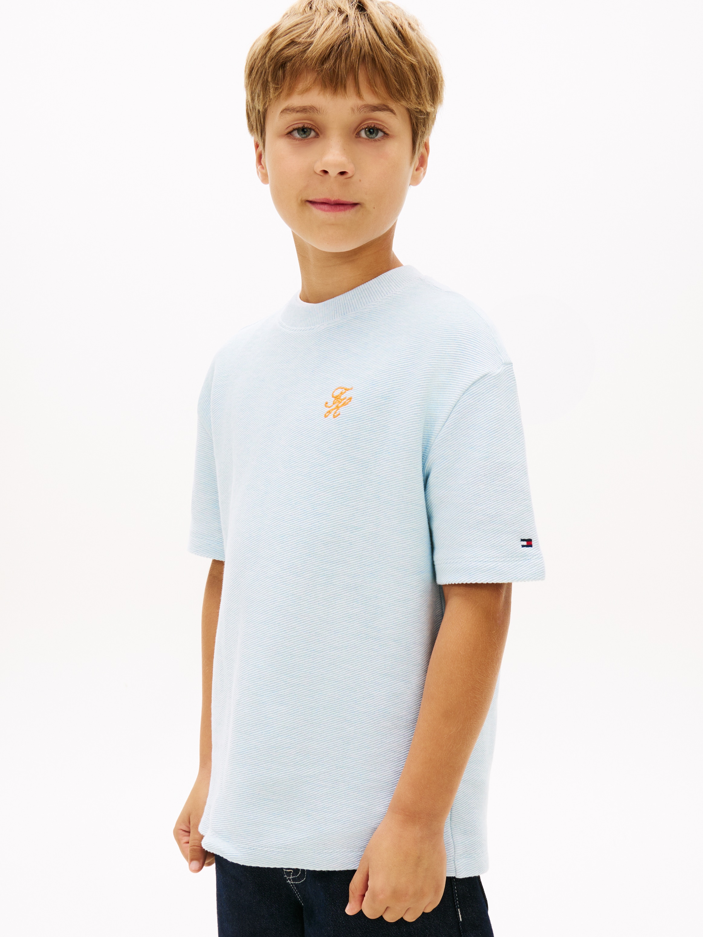 Image of Tommy Hilfiger T-Shirt "TH SCRIPT JERSEY TWILL T-SHIRT" Kinder bis 16 Jahre, Rundhals, bestickt