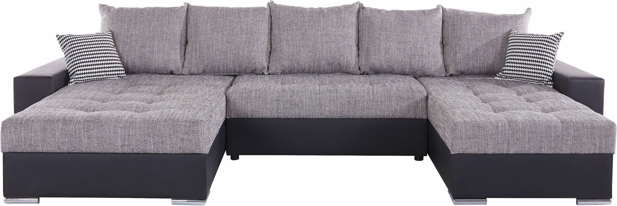 COLLECTION AB Wohnlandschaft »XXL-Josy U-Form, Breite 333 cm, mit 2 Recamieren 77 & 97 cm«, inkl. Bettfunktion, Bettkasten, mit 5 gleich grossen Rückenkissen