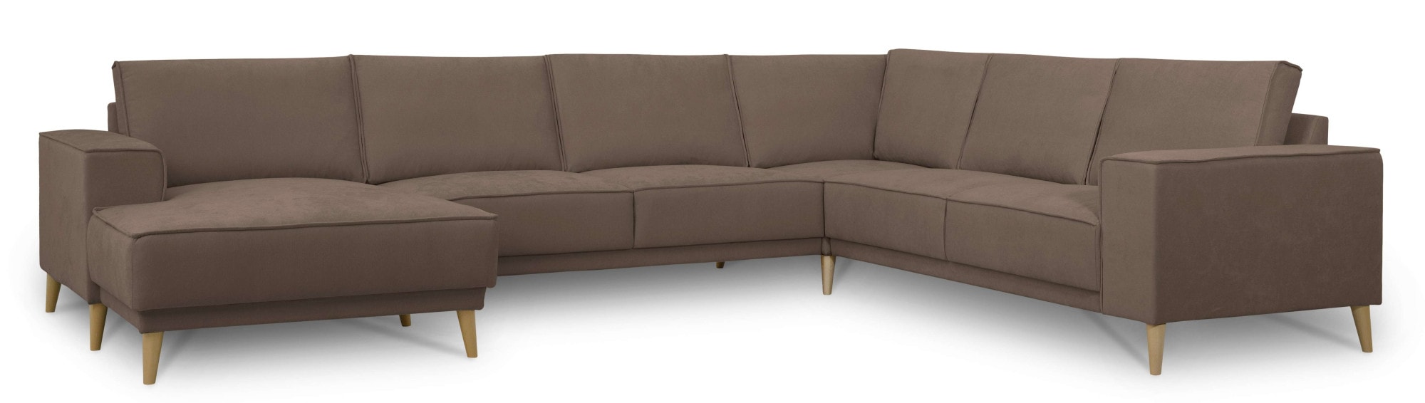 GOODproduct Paysage de salon »Oland Skandi, weicher Chenille-Stoff« U-Form, 342 cm, Wellenunterfederung, Skandi-Design, Massivholzfüsse