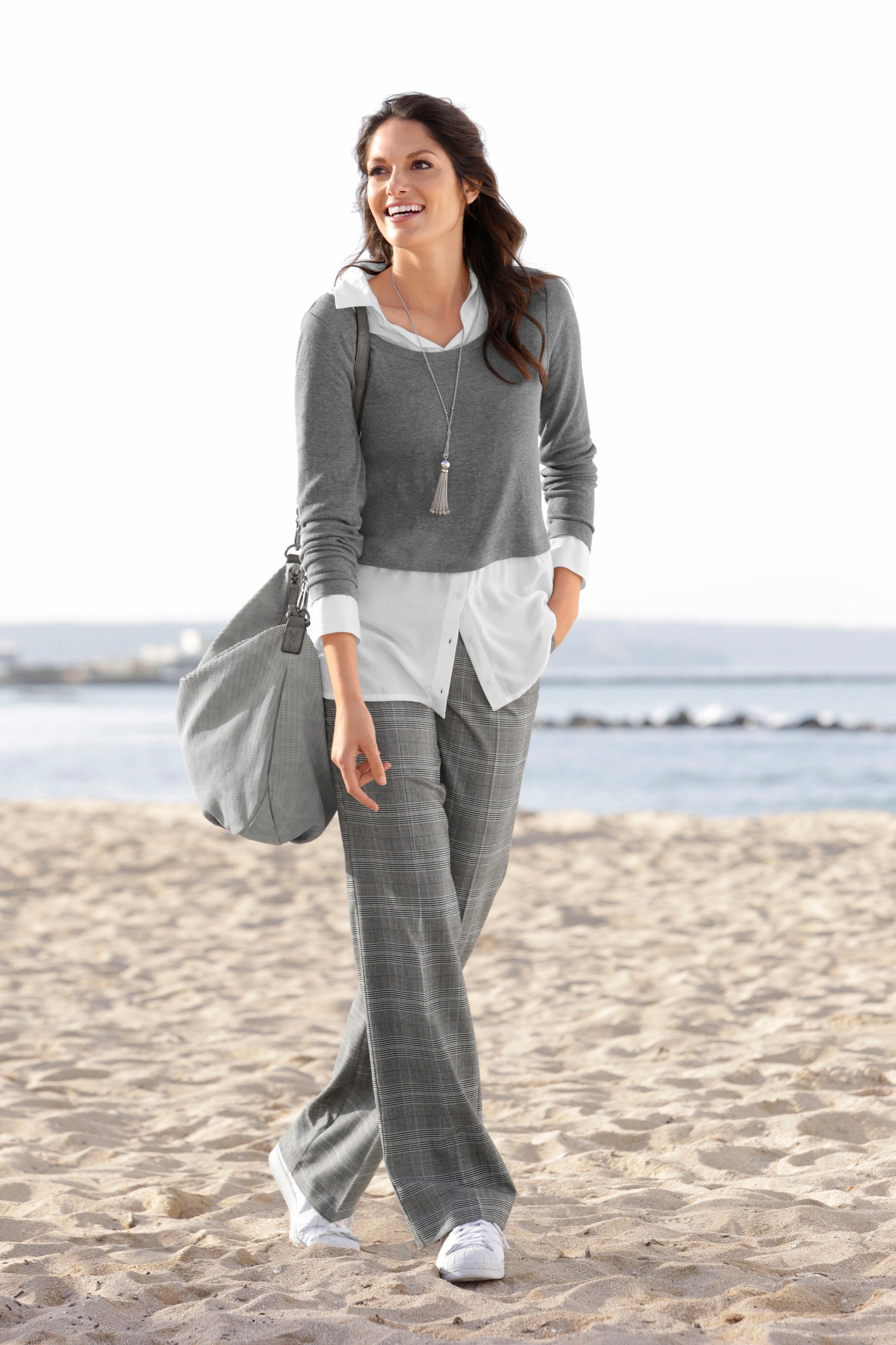 Image of Boysen's Bügelfaltenhose, mit feinem Karo-Muster aus Glencheck bei Ackermann Versand Schweiz