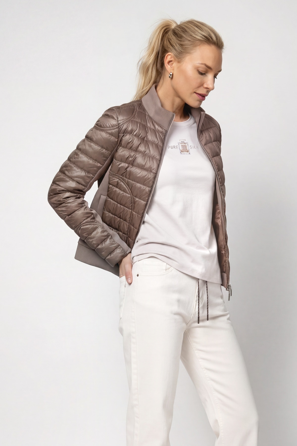 Monari Veste matelassée »Jacke Stepp + Neopren« sans capuche coupe régulière avec col montant