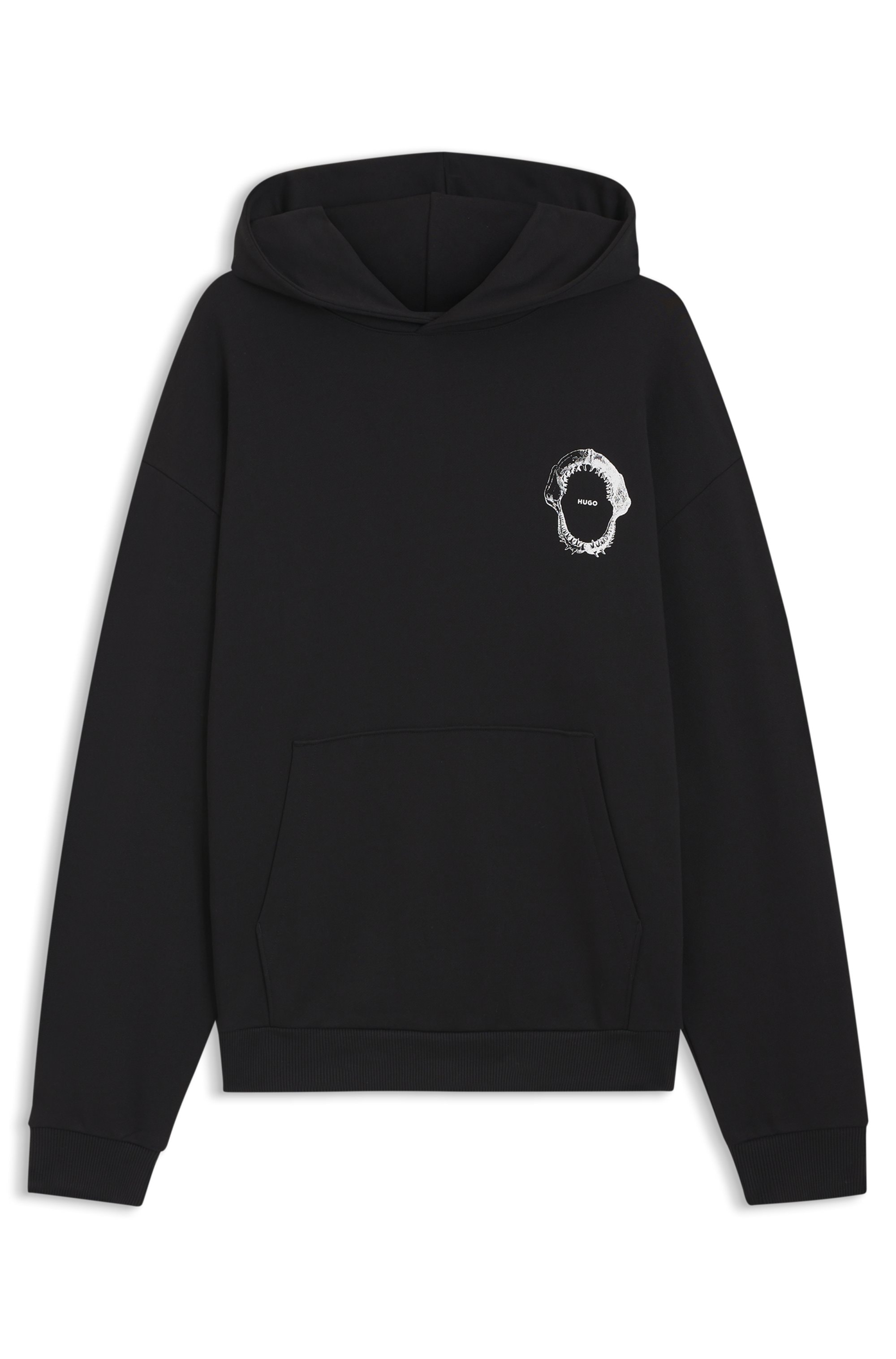 HUGO Hoodie , coupe régulière, poche kangourou, impression dans le dos
