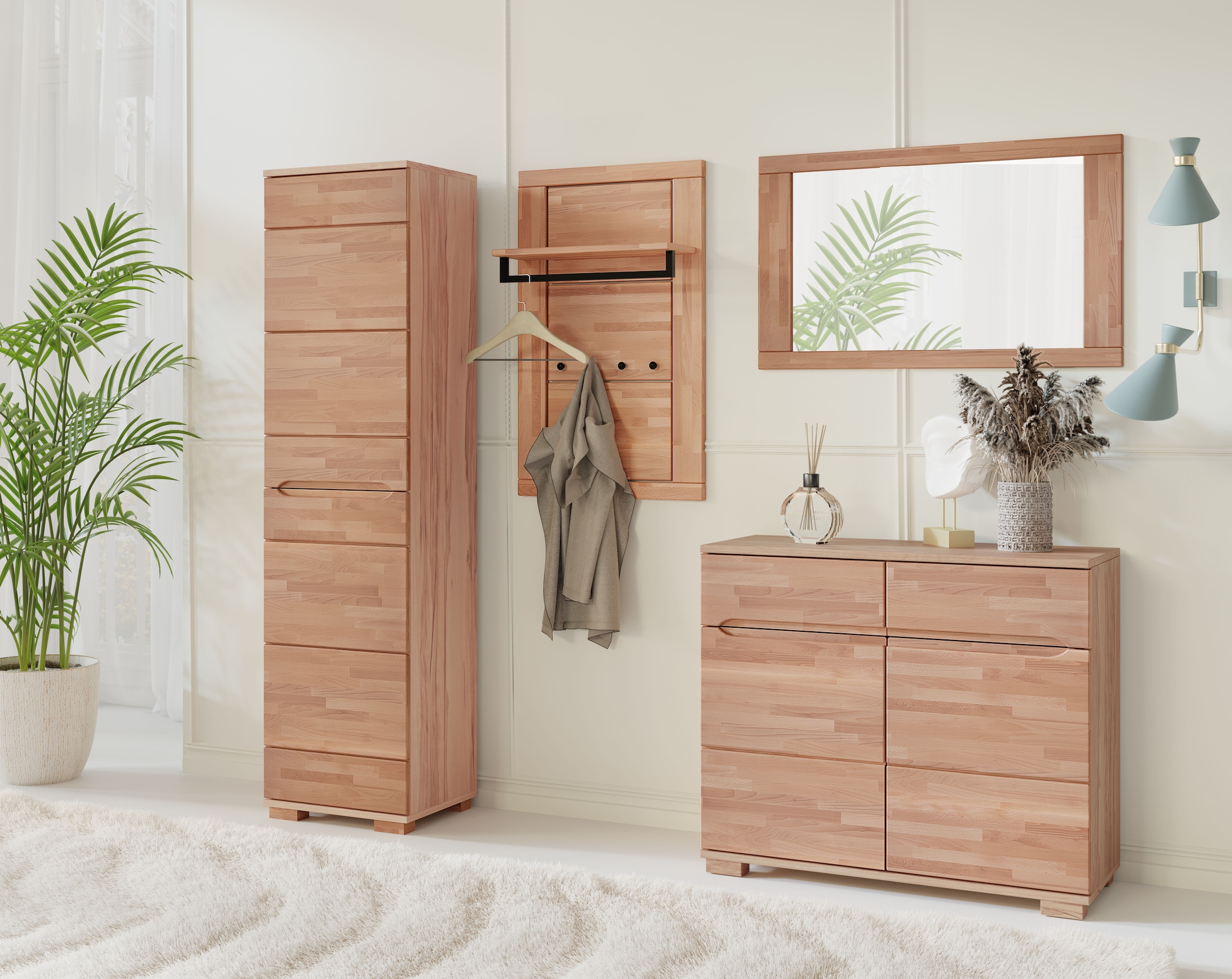 Home affaire Spiegel »Hochkant oder quer montierbar, Rechteckiger Spiegel mit Holz Rahmen« VETRO Wandspiegel B/H:100/60cm,Massivholz,Holz,Flur,Diele,Garderobe