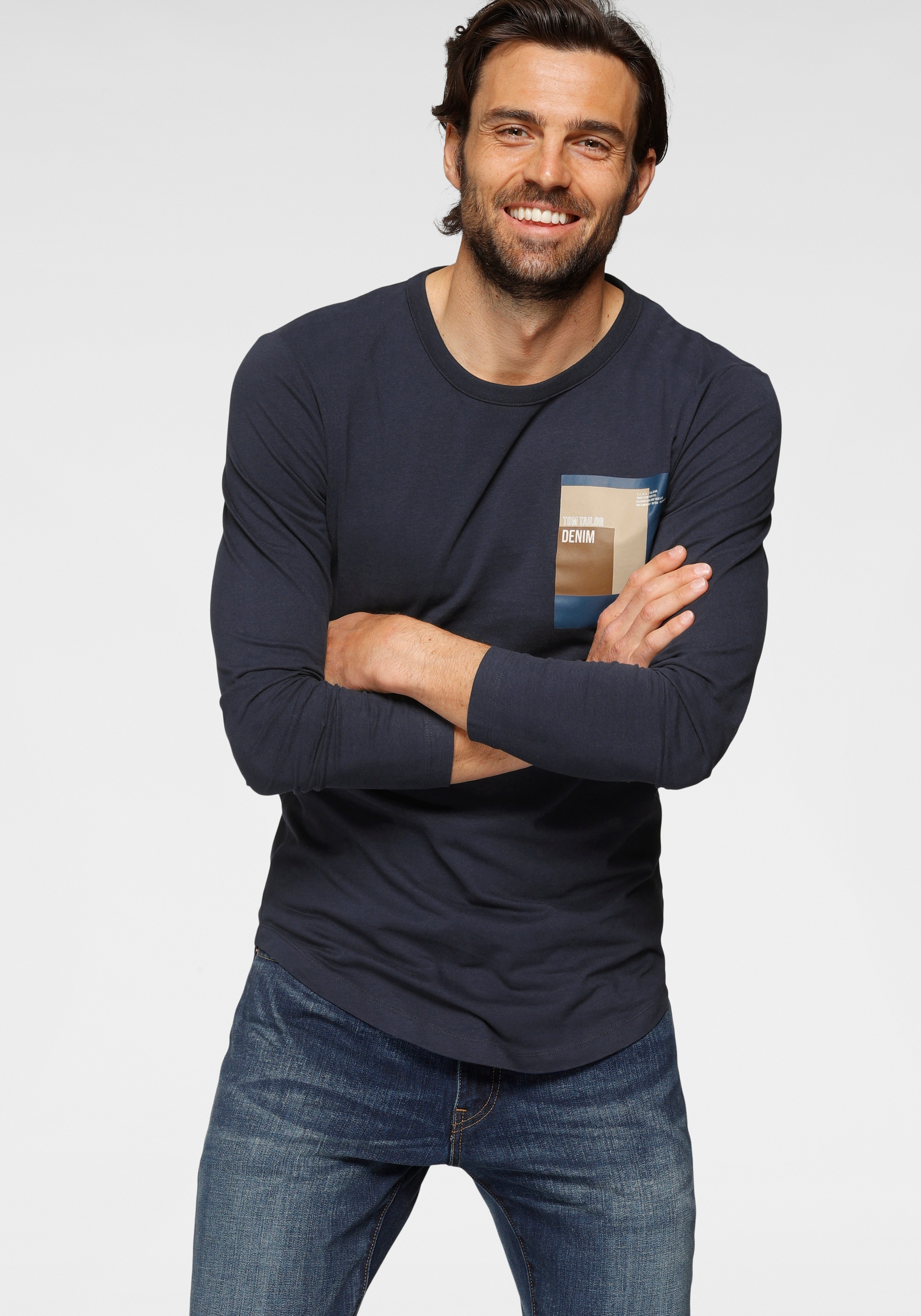 Image of TOM TAILOR Denim Langarmshirt, mit Logoprint bei Ackermann Versand Schweiz