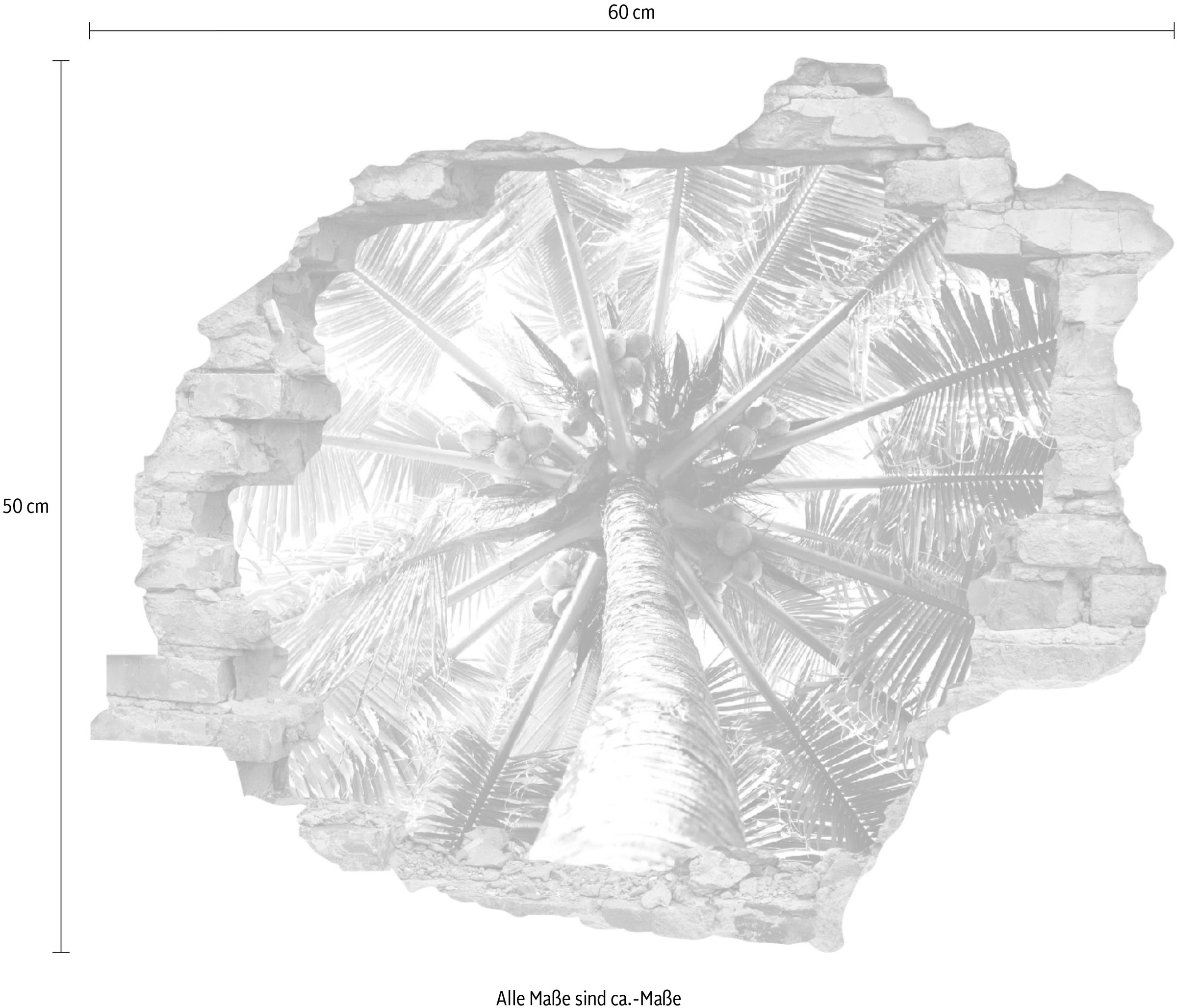 queence Wandtattoo »Palme«, (1 St.), Wandsticker, Wandbild, selbstklebend, 3D, Wanddurchbruch