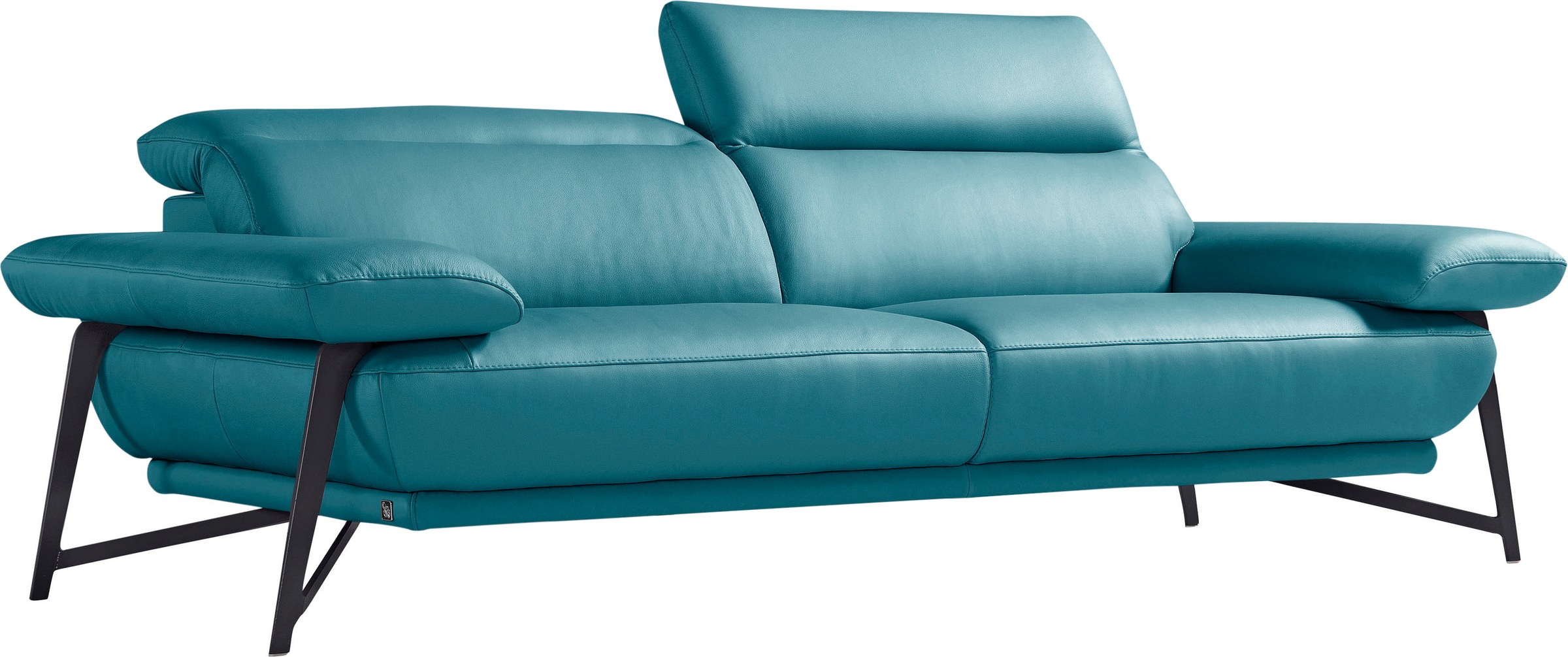 Egoitaliano 2,5-places »Anais, Designsofa mit erstklassigem Sitzkomfort, Fussfarbe schattengrau« Tête de lit réglable, 232 cm, cuir CAREZZA, turquoise