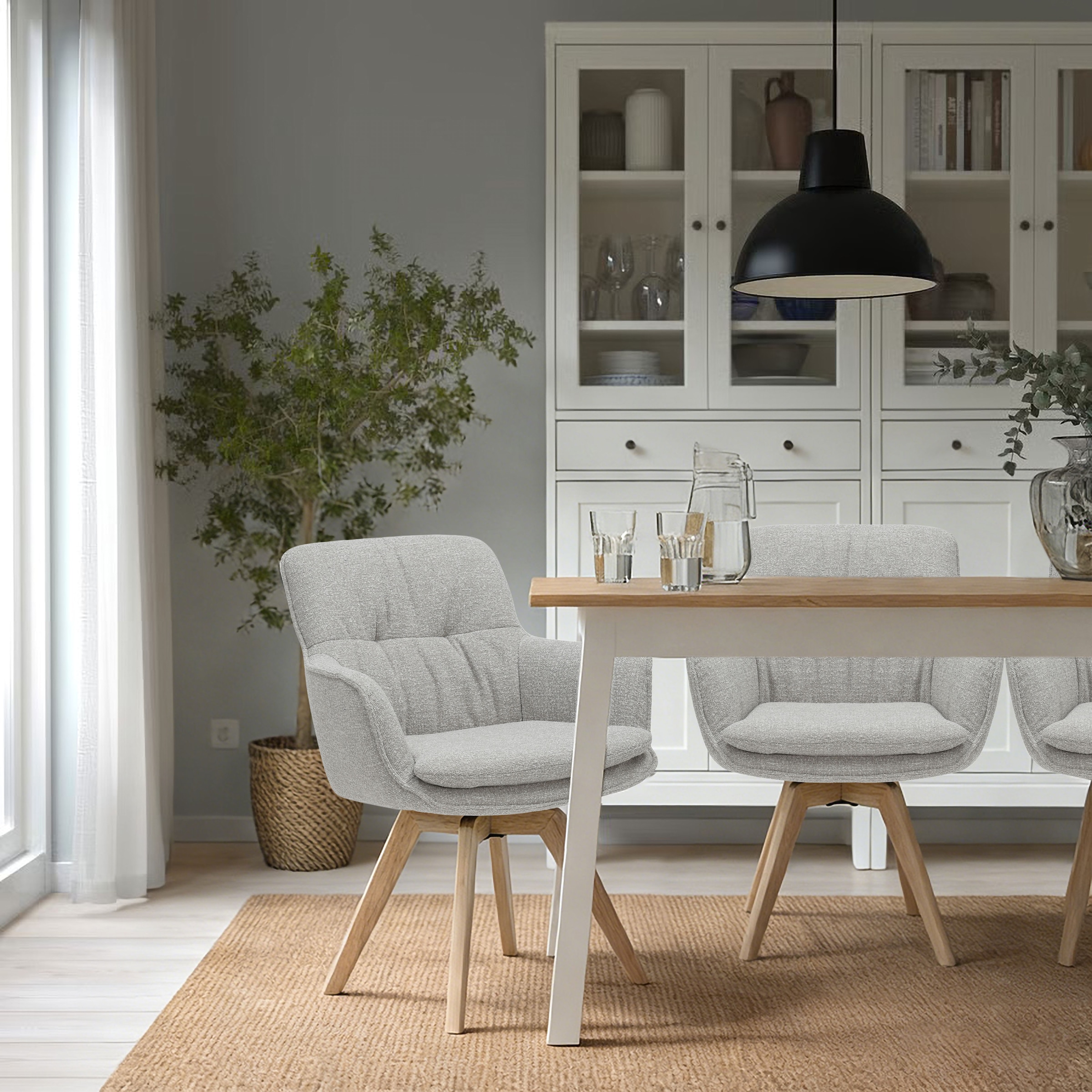GOODproduct Chaise de salle à manger »Sigune« () 1 cuisrevêtement en tissu tissé facile d'entretien, structure en bois massif