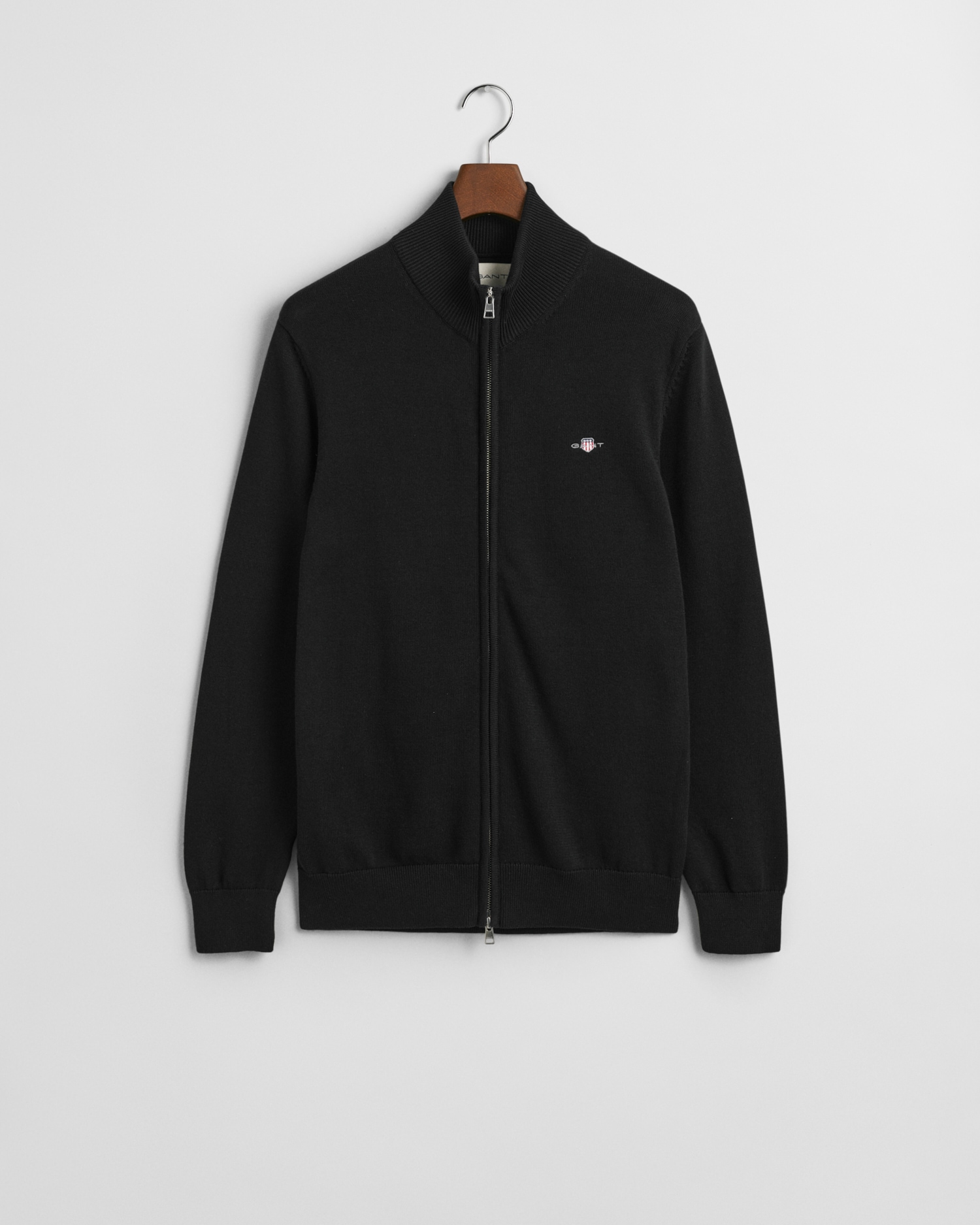 Gant Cardigan »CASUAL COTTON ZIP CARDIGAN« Mit Rippbündchen an Stehkragen, Ärmeln und Saum