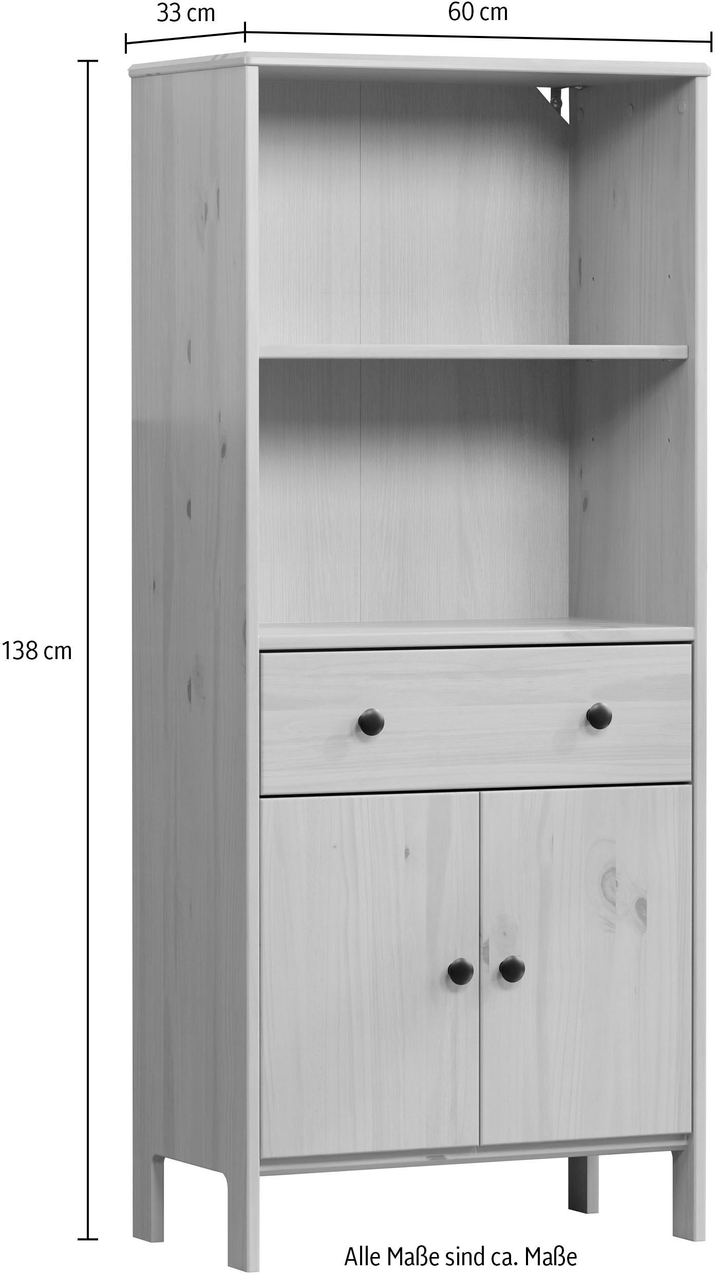welltime Midischrank »Kall«, (1 St.), Breites Badregal aus Kiefer-Massivholz - Weiss oder Braun lackiert