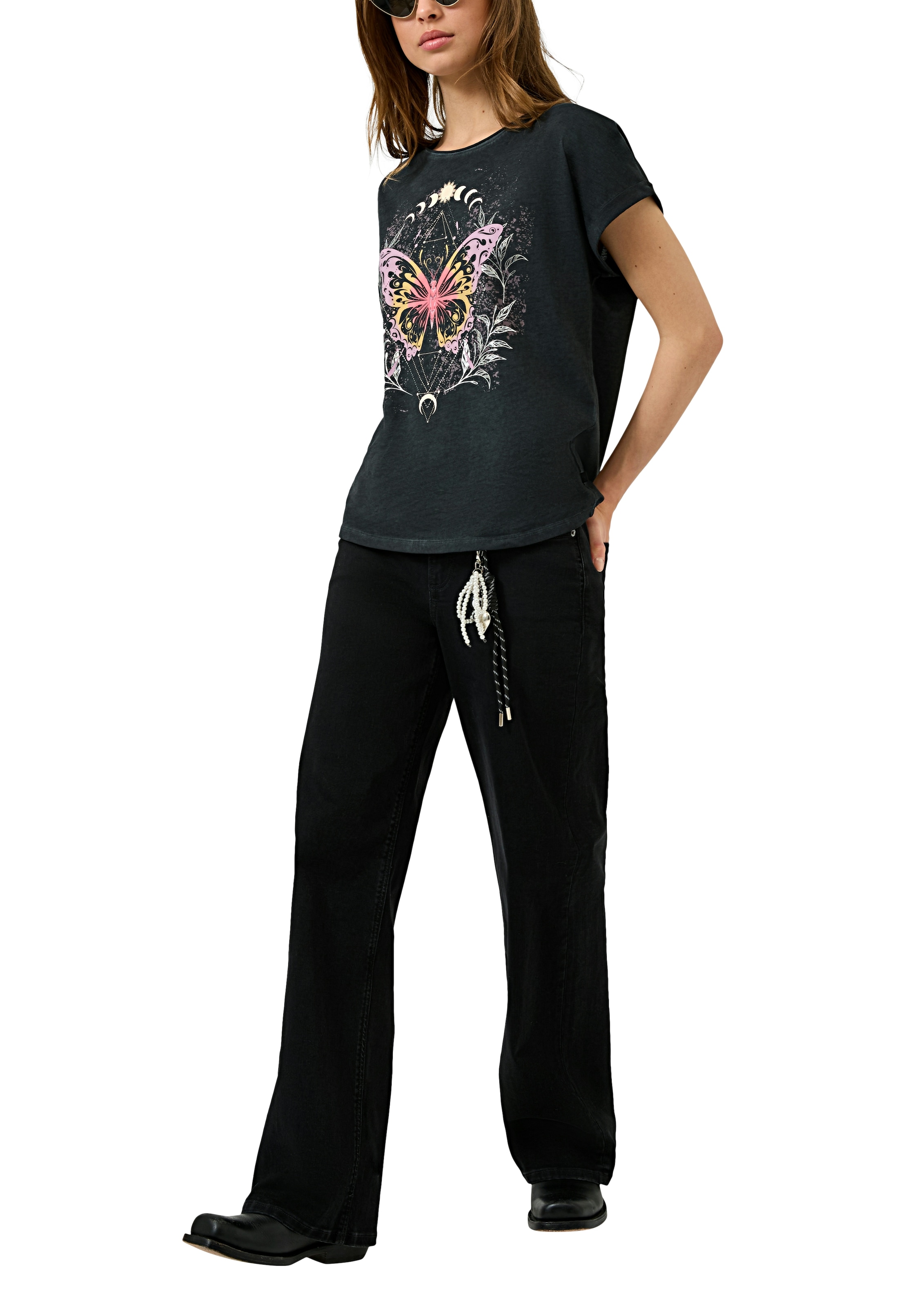 QS Rundhalsshirt mit grossem Print