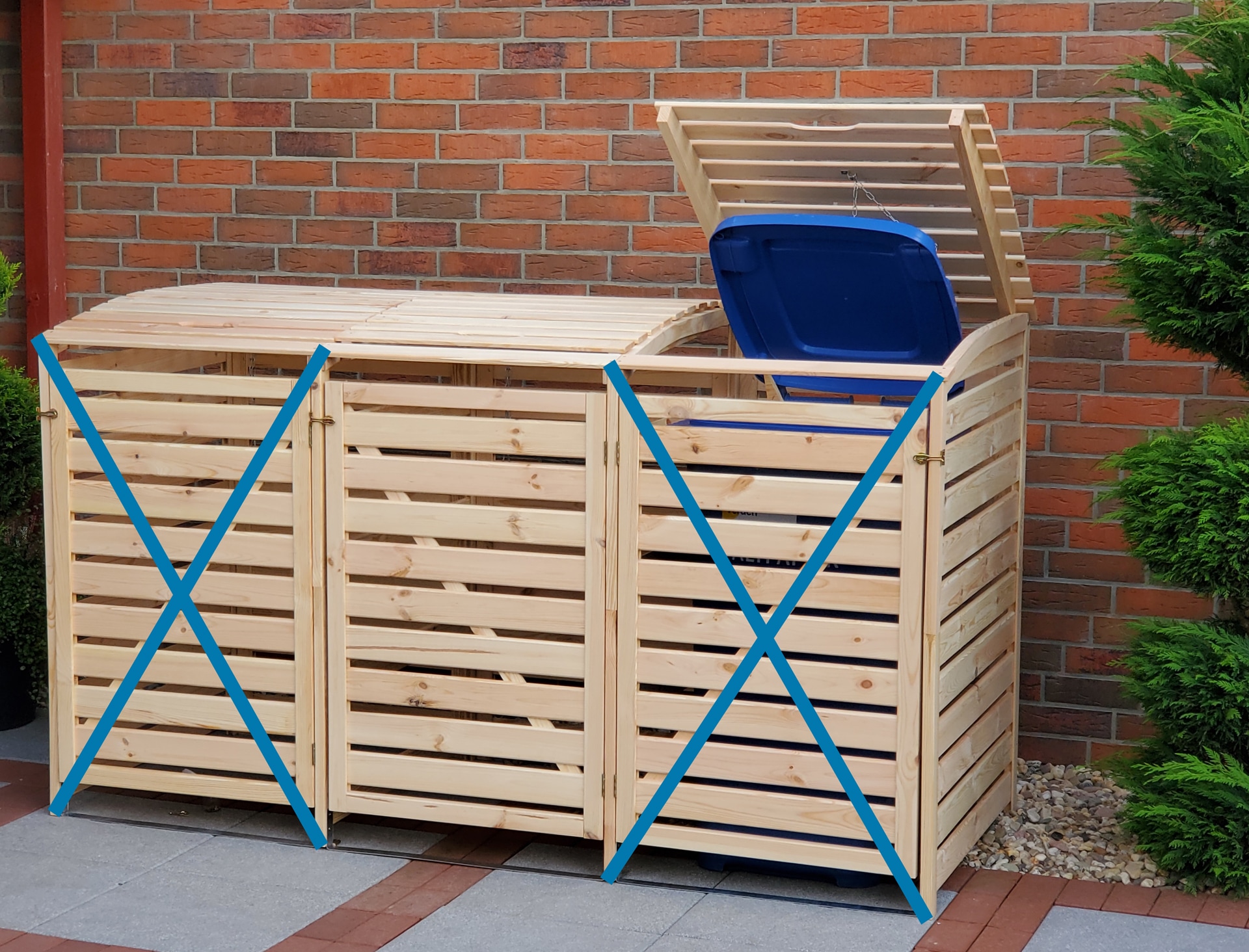 promadino Coffre à poubelles »Erweiterungsset für Vario III, aus Massivholz« compatible avec toutes les poubelles jusqu'à 240 litres