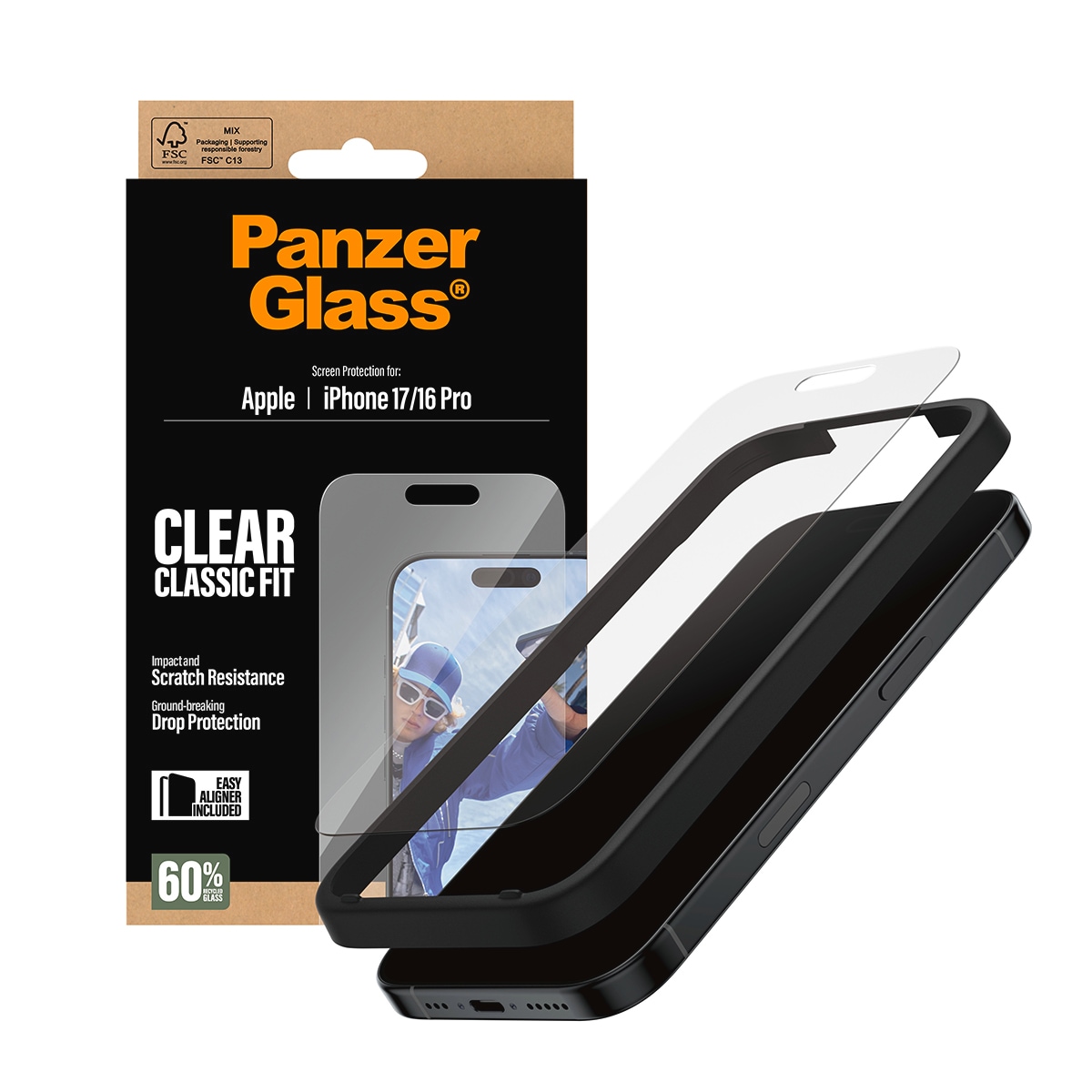 CARE by PanzerGlass Verre de protection d'écran »Classic Fit Screen Protector« für Apple iPhone 17;Apple iPhone 16 Pro Displayschutzfolie, Schutzfolie, Bildschirmschutz, kratz- & stossfest