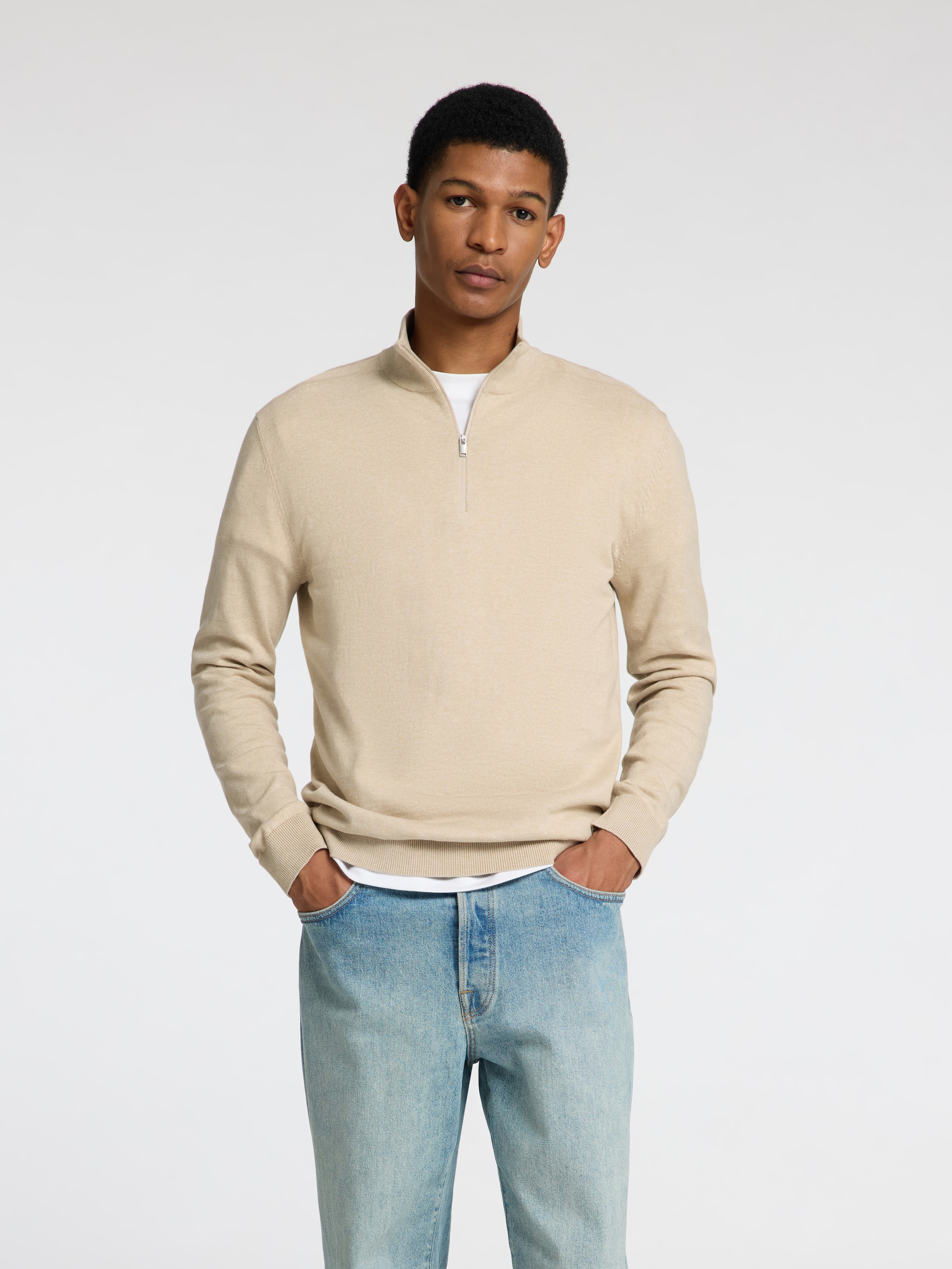 Image of SELECTED Troyer "SLHBERG HALF ZIP CARDIGAN NOOS" Baumwolle, regular fit