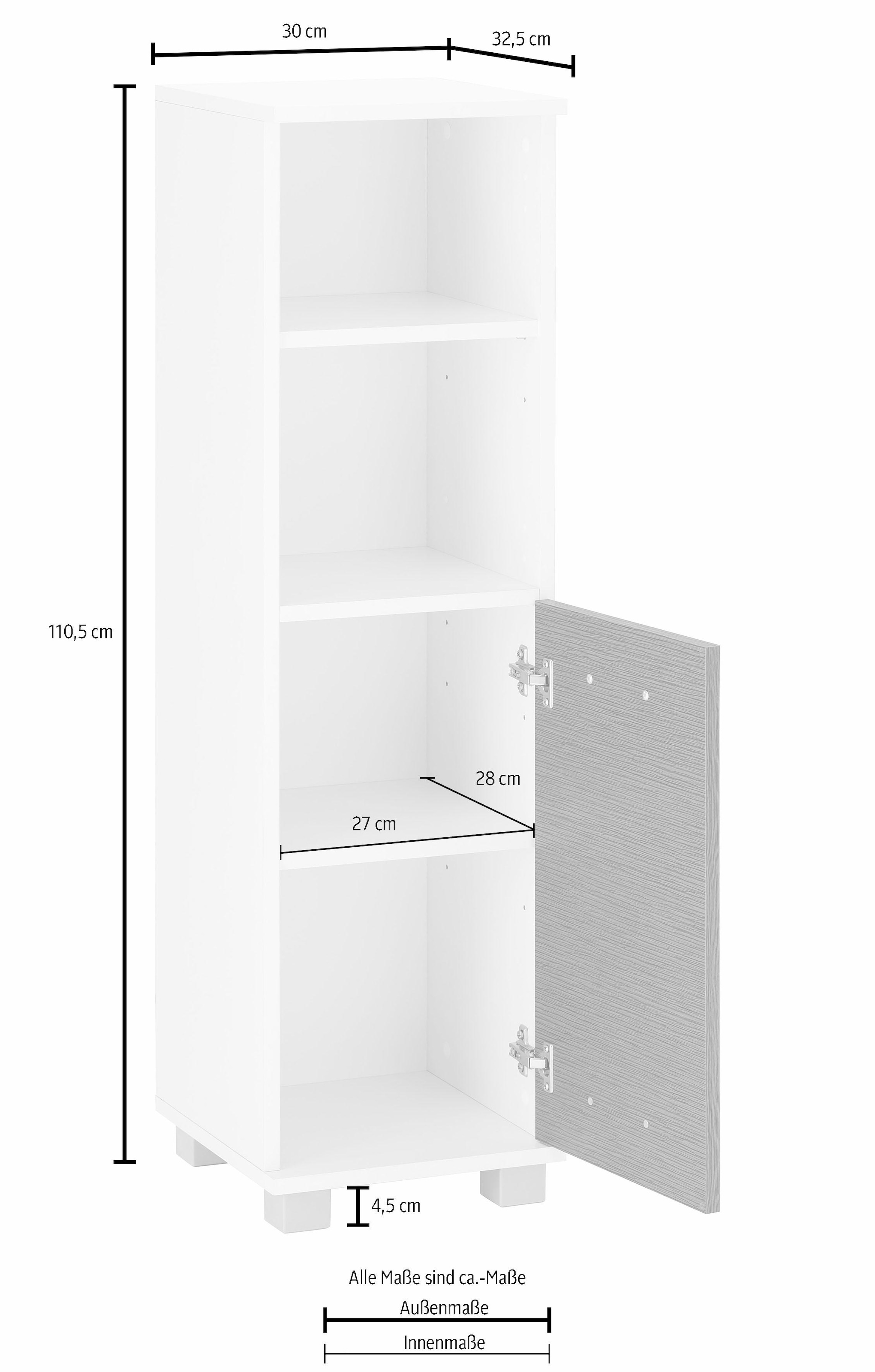 Schildmeyer Midischrank »Emmi in verschiedenen Farben«, Höhe 110,5 cm, Metallgriff, mit 2 praktischen offenen Fächern