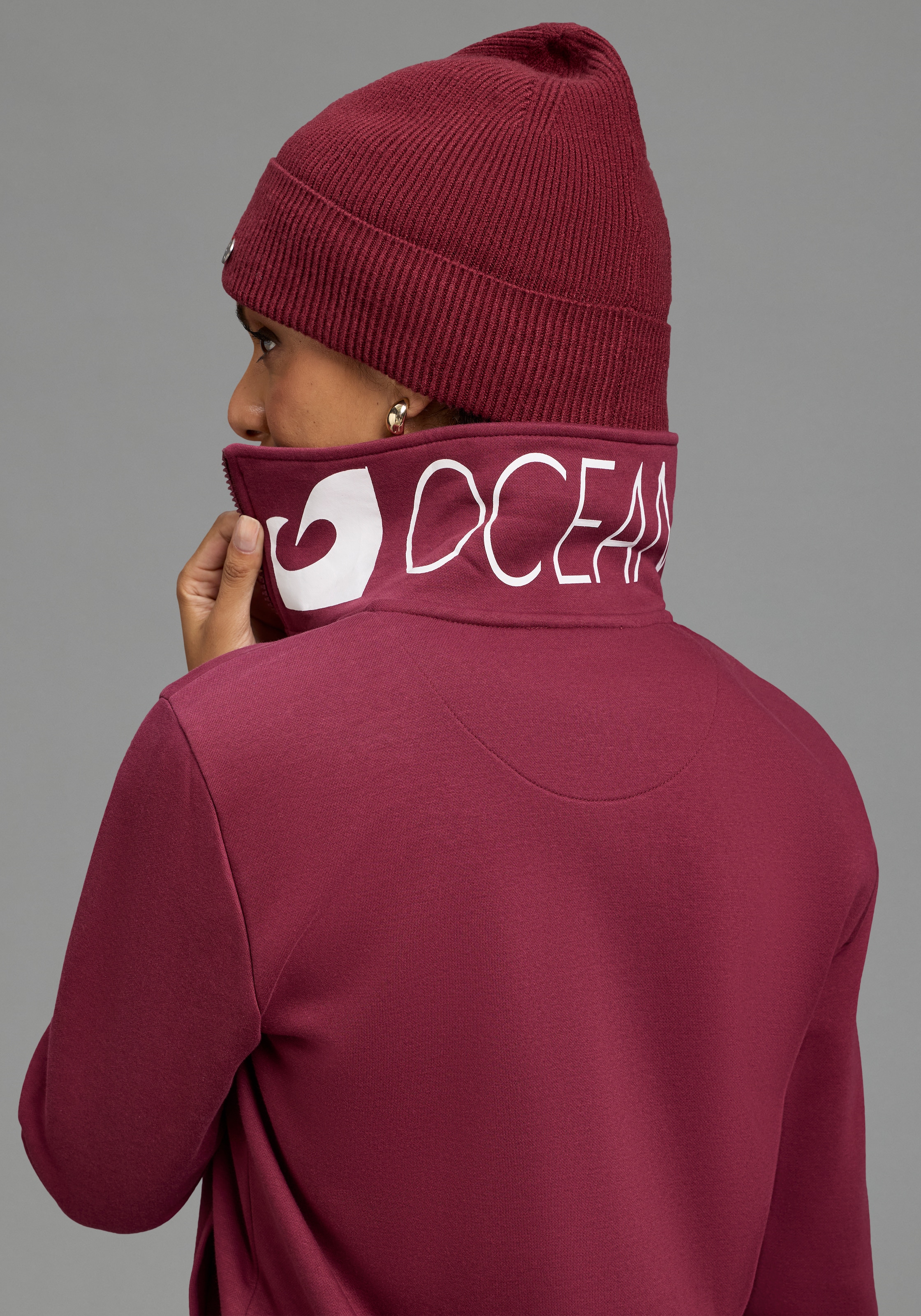 Ocean Sportswear Veste sweat avec col imprimé, en tissu sweat douillet, avec poches fendues