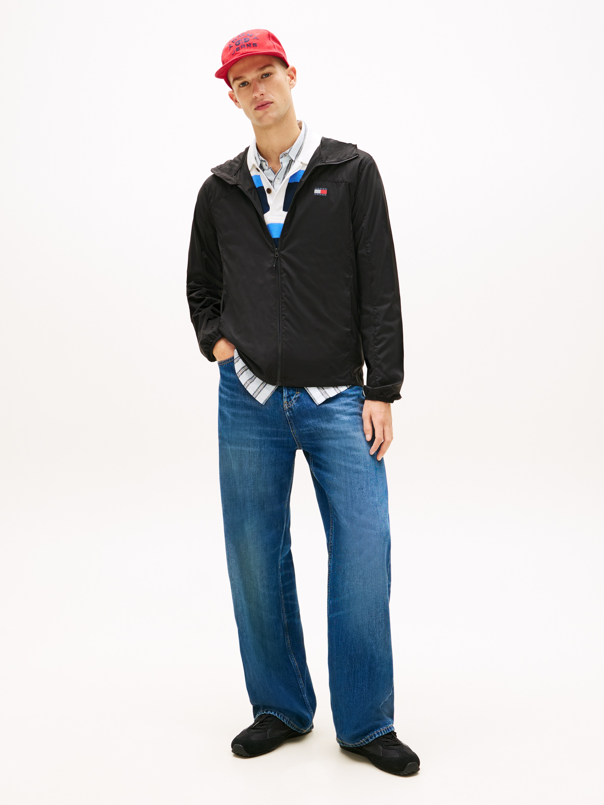 Tommy Jeans Veste d'extérieur »TJM OUTDOOR SHELL« mit Kapuze Windsheeter Windjacke Packable Fahrradjacke Regular fit mit Kapuze