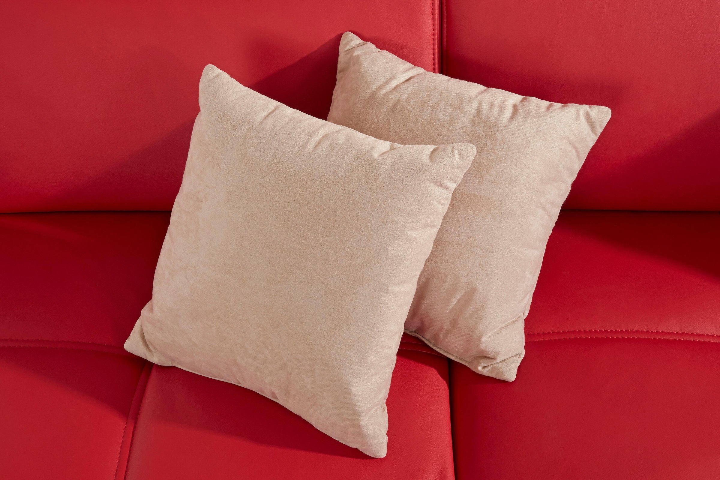 DOMO collection Ecksofa »Ava mit moderner Sitzheftung & toller Doppelnaht, komfortabel, L-Form«, mit Recamiere, inkl. Federkern, wahlweise mit Kopfteilverstellungen