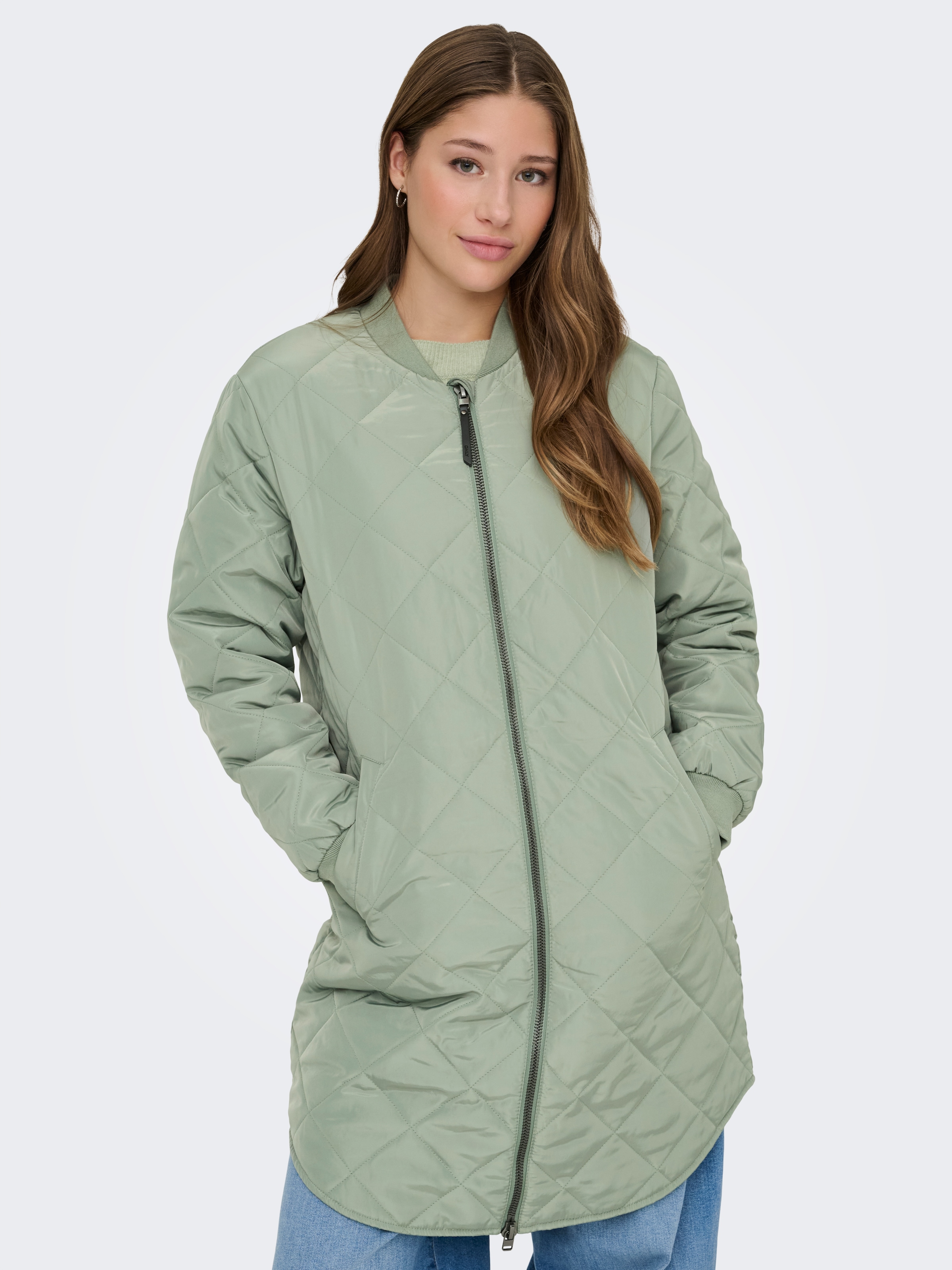 Image of ONLY Steppmantel "ONLJESSICA QUILTED COAT ZIP CC OTW" Kunstfaser, Baseball Style