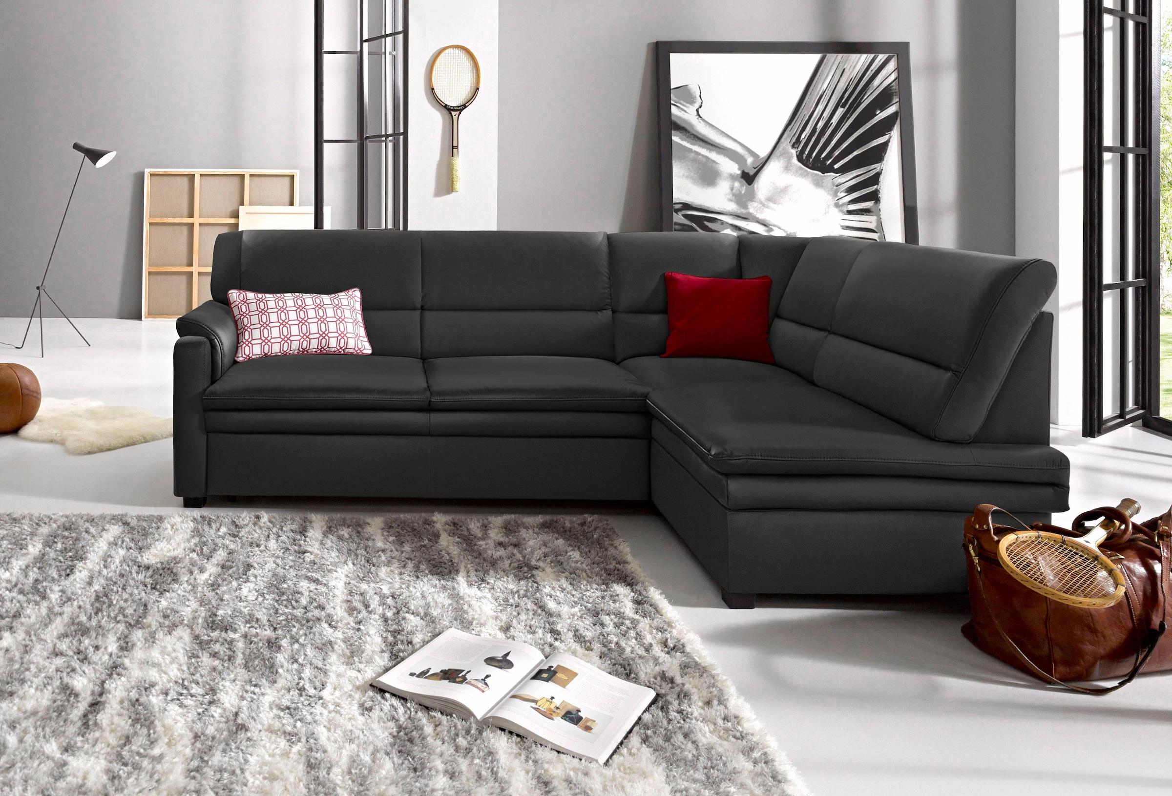 sit&more Ecksofa »Pisa L-Form«, mit Federkern, wahlweise mit Bettfunktion