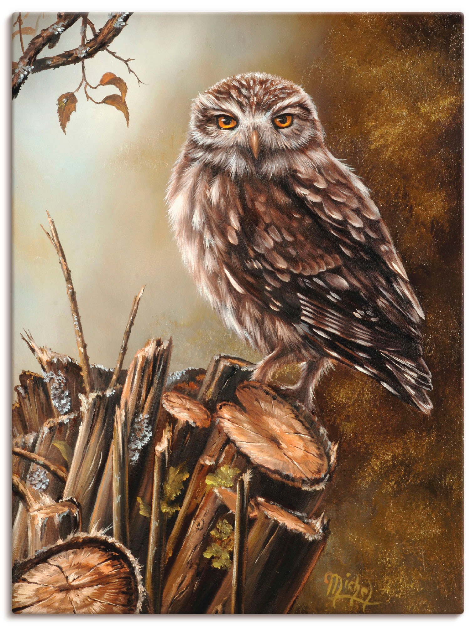 Image of Artland Leinwandbild "Eule" Vögel 1 Stk. tlg. auf Holzrahmen gespannt