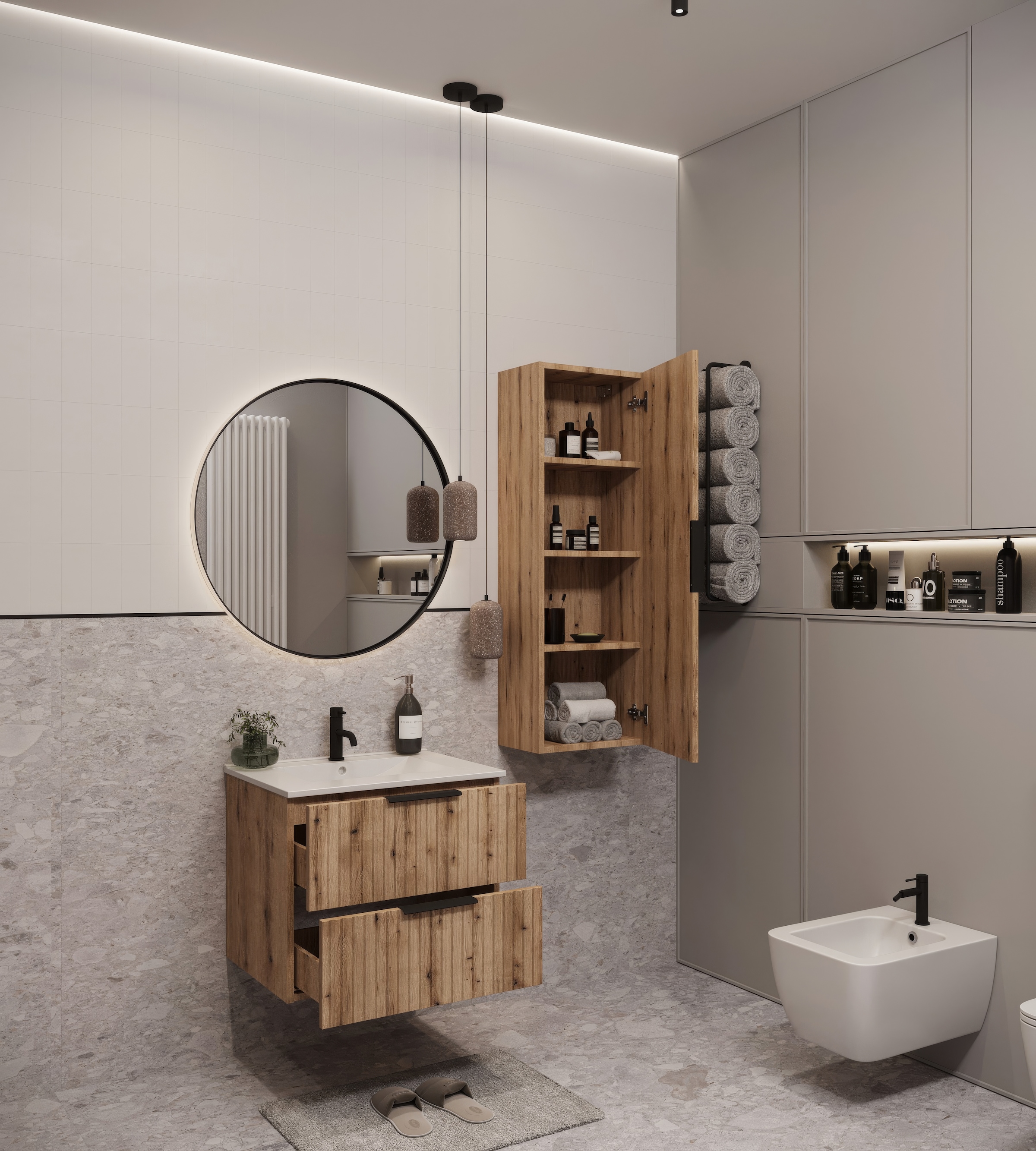 welltime Waschtisch »TIBU mit Waschbecken. 2 Schubladen. 2 Breiten (60/80cm) und 4 Farben« Badschrank mit Waschbecken, Softclose, Masse B/H/T: 61/53/47 cm