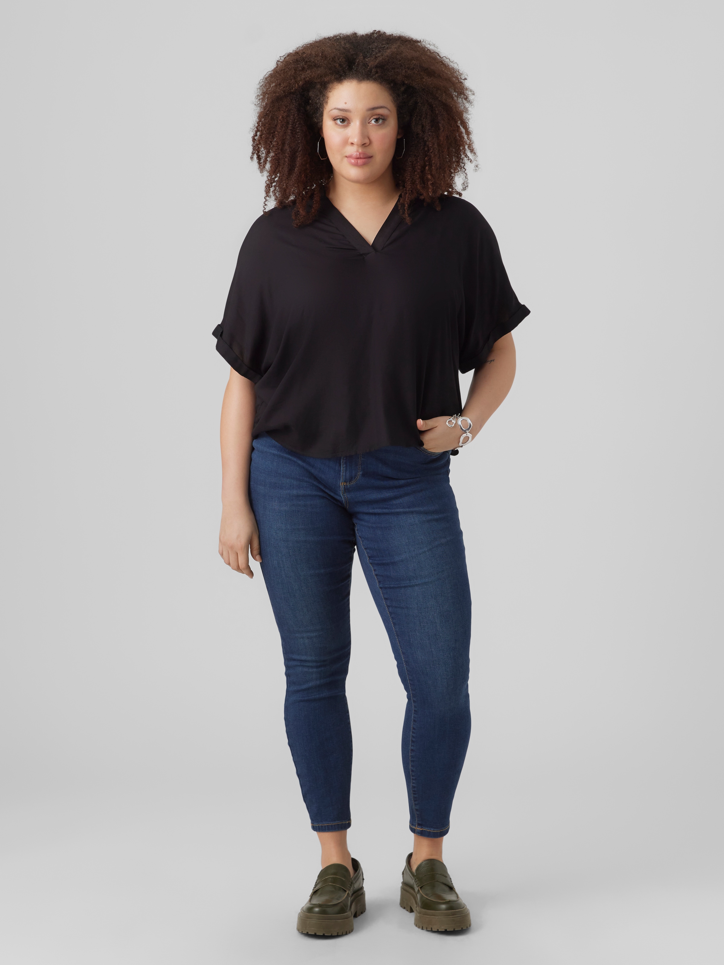 Vero Moda Curve Chemisier à chemise »VMCBEAUTY SS TOP NOOS CUR« Viskose, regular fit, Kurzarm