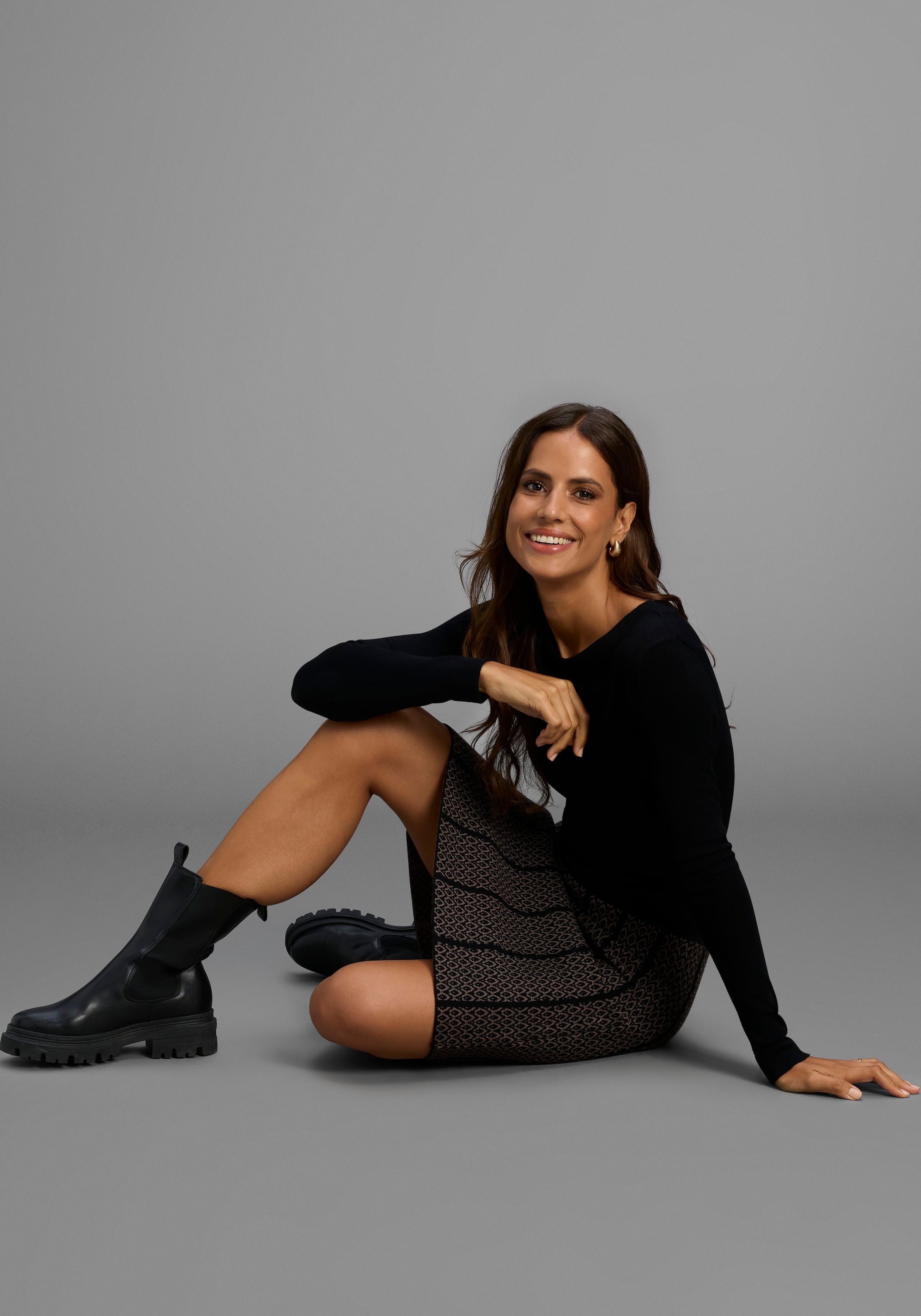 Melrose Strickkleid für Partys, figurbetont mit trendy Jacquard Muster