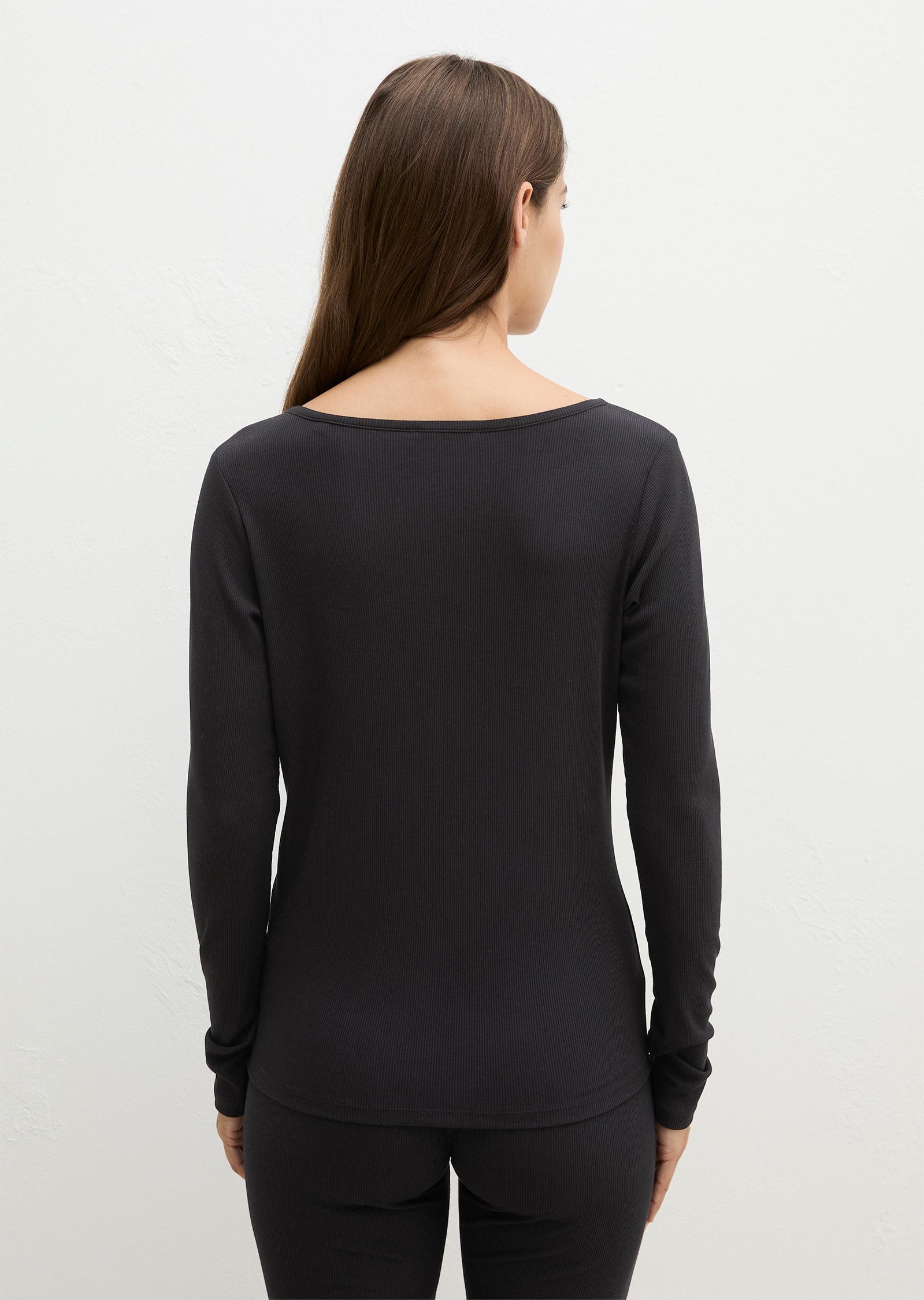 Marc O'Polo Langarmshirt eng anliegende Passform, mit Langarm, im Rippdesign, für Homewear